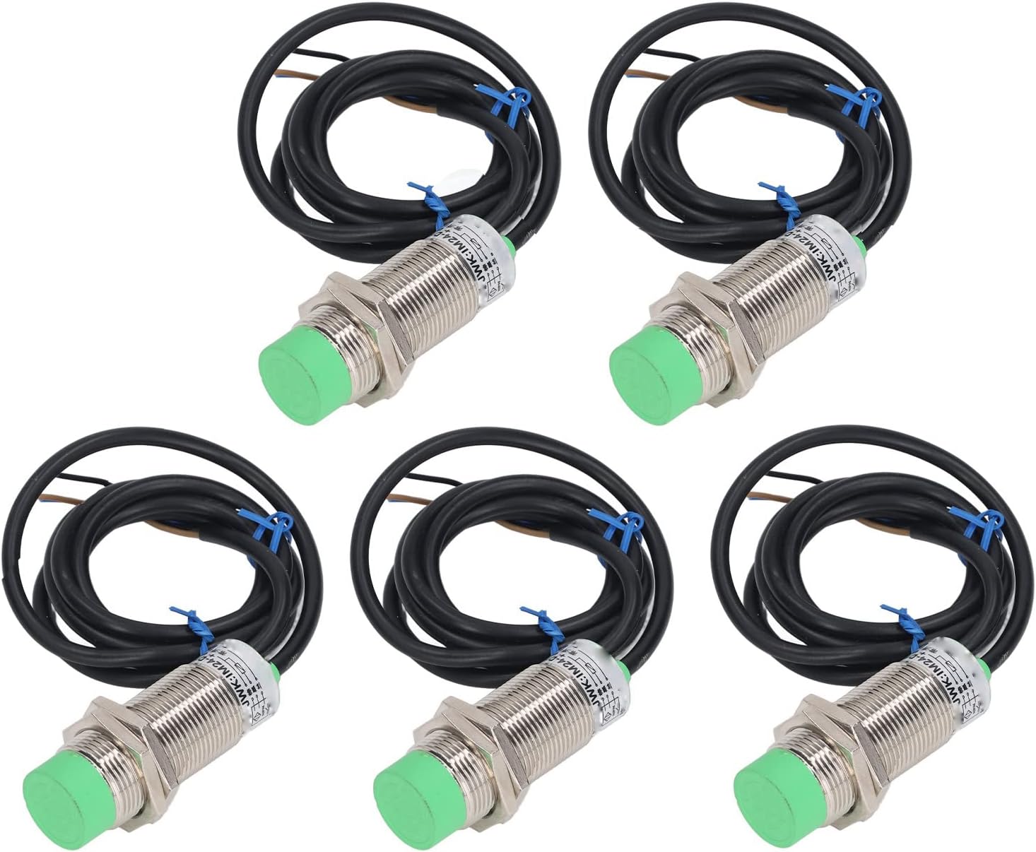 5PCS Non Embedded Proximity Sensor Inductive Proximity Switch Normally Open Aluminum Alloy ABS Approach Sensor