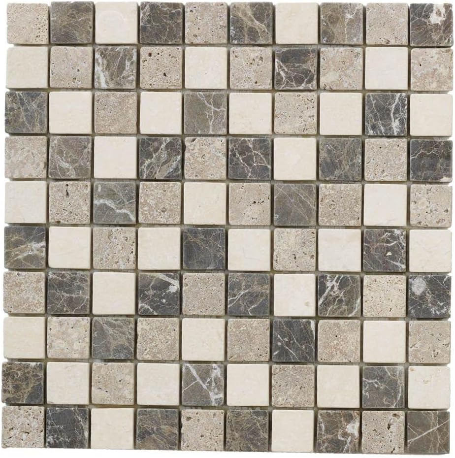 Emperador Mix 12 in. x 12 in. x 8 mm Marble Mosaic Floor/Wall Tile