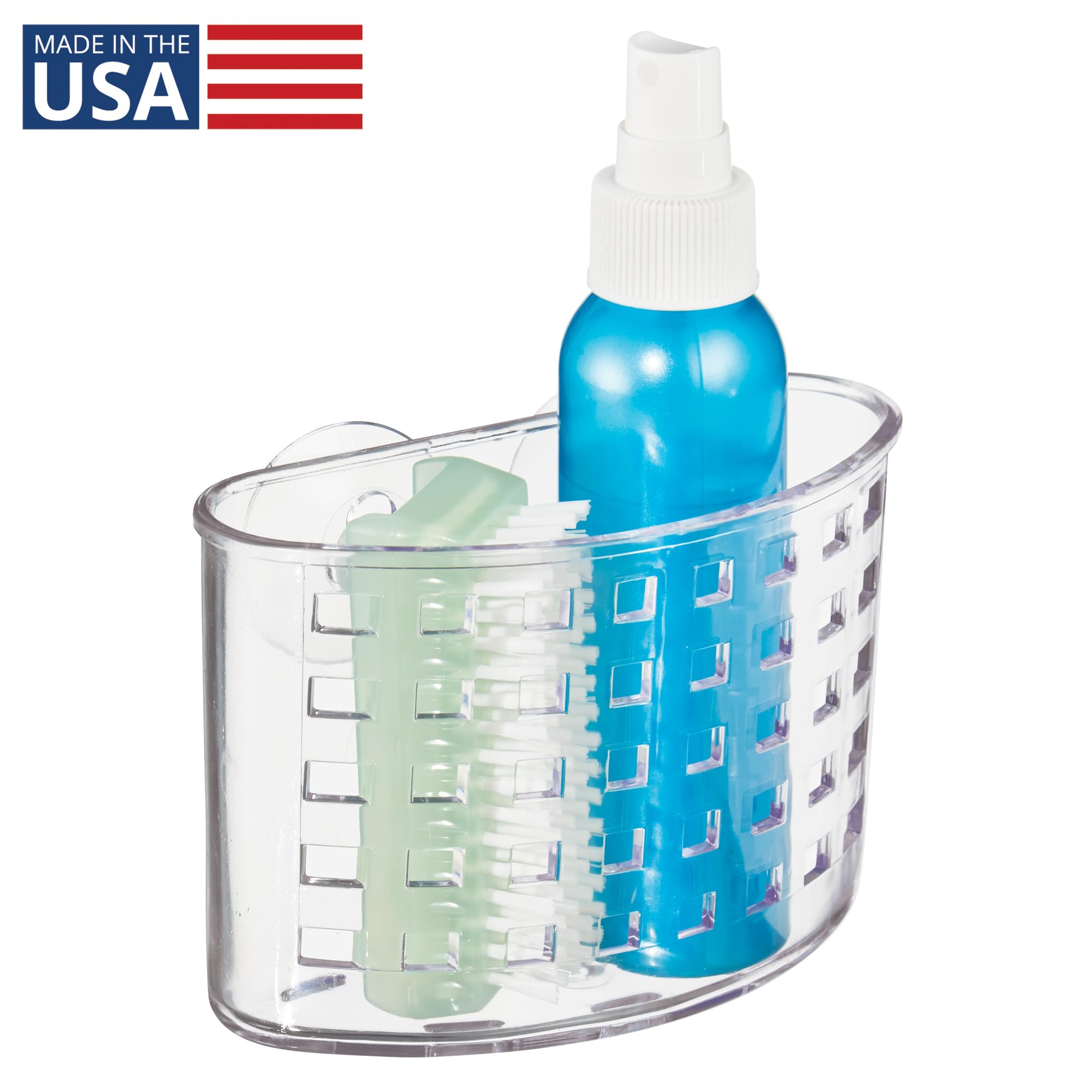iDesign Suction Cup Shower Caddy Basket - Bathroom Storage Organizer - Clear - Made in USA