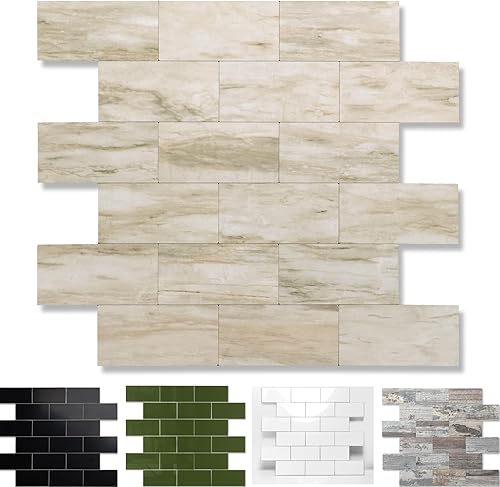 Vista 81 de Paquete de 10 láminas de revestimiento autoadhesivo de 12 x 12 pulgadas, baldosas de pared de PVC para cocina, baño, chimenea, mesa de lavandería