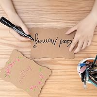 Vista 5 de Paquete de 50 tarjetas de papel kraft en blanco, cartulina, papel grueso, color marrón, tarjetas de felicitación para menús de tarjetas de regalo