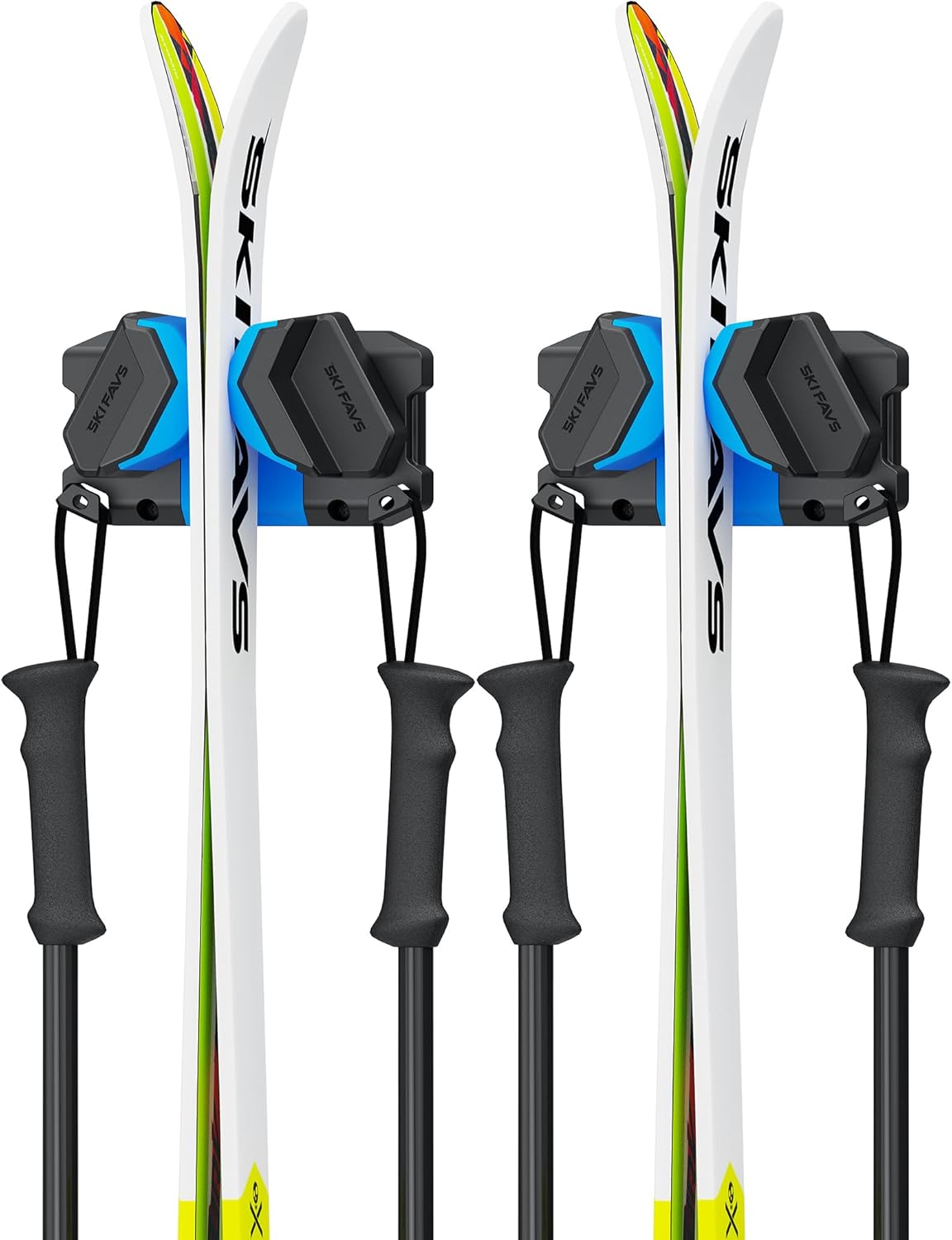 Ski & Snowboard Wall Rack, Ski Wall Mount & Ski Rack Wall Mount for Garage Space-Saving, Winter Gear Organizer, Fits Any Ski or Snowboard, Nonslip Ski Holders, Garage Organization, 2 Pack