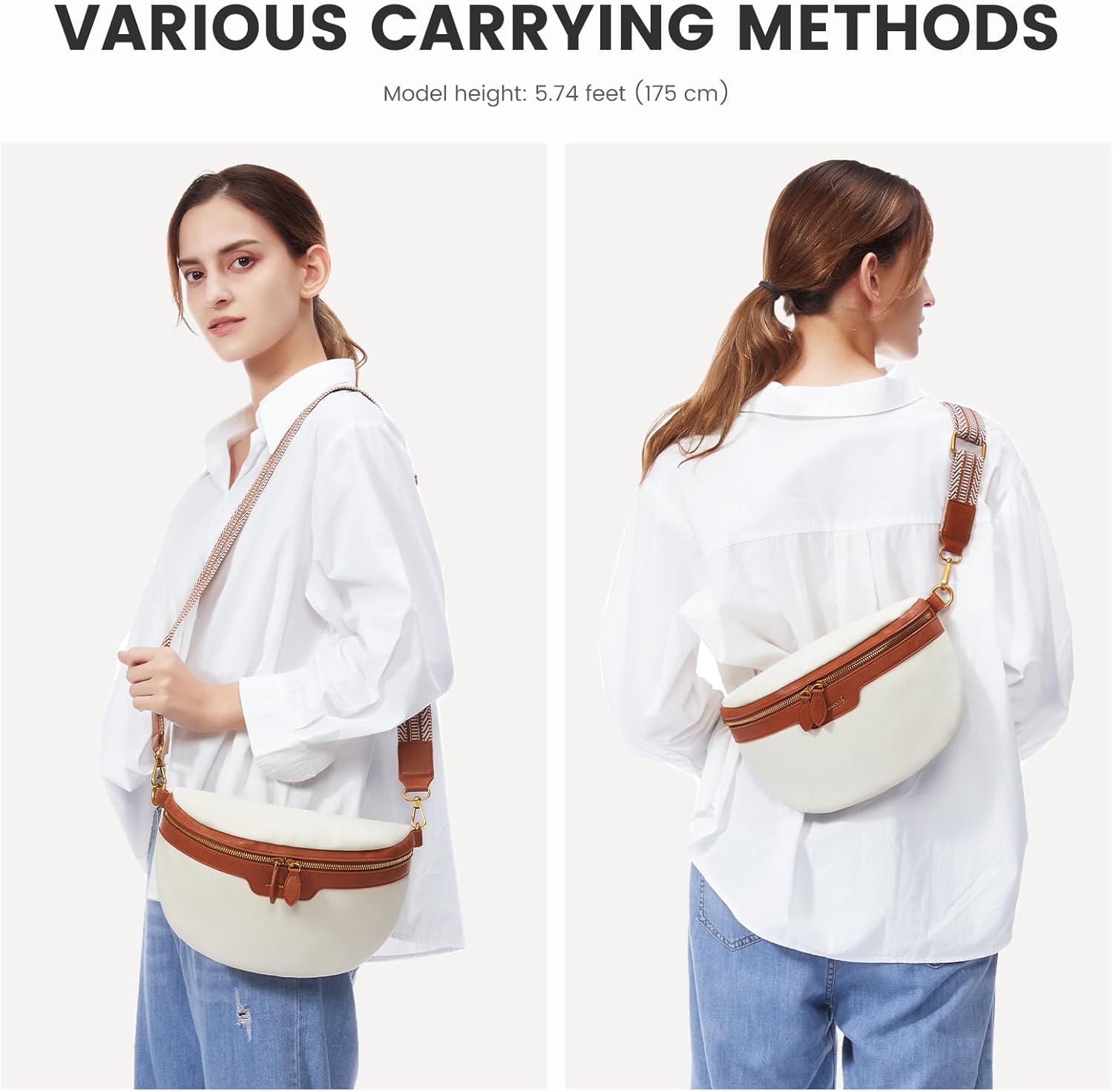 LOVEVOOK Fanny Packs for Women Cross Body, Vegan Leather Belt Bag for Women, Waterproof Sling Purse Fashion Waist Pack Designer Chest Bum Bag with Boho Style Strap - Image 3