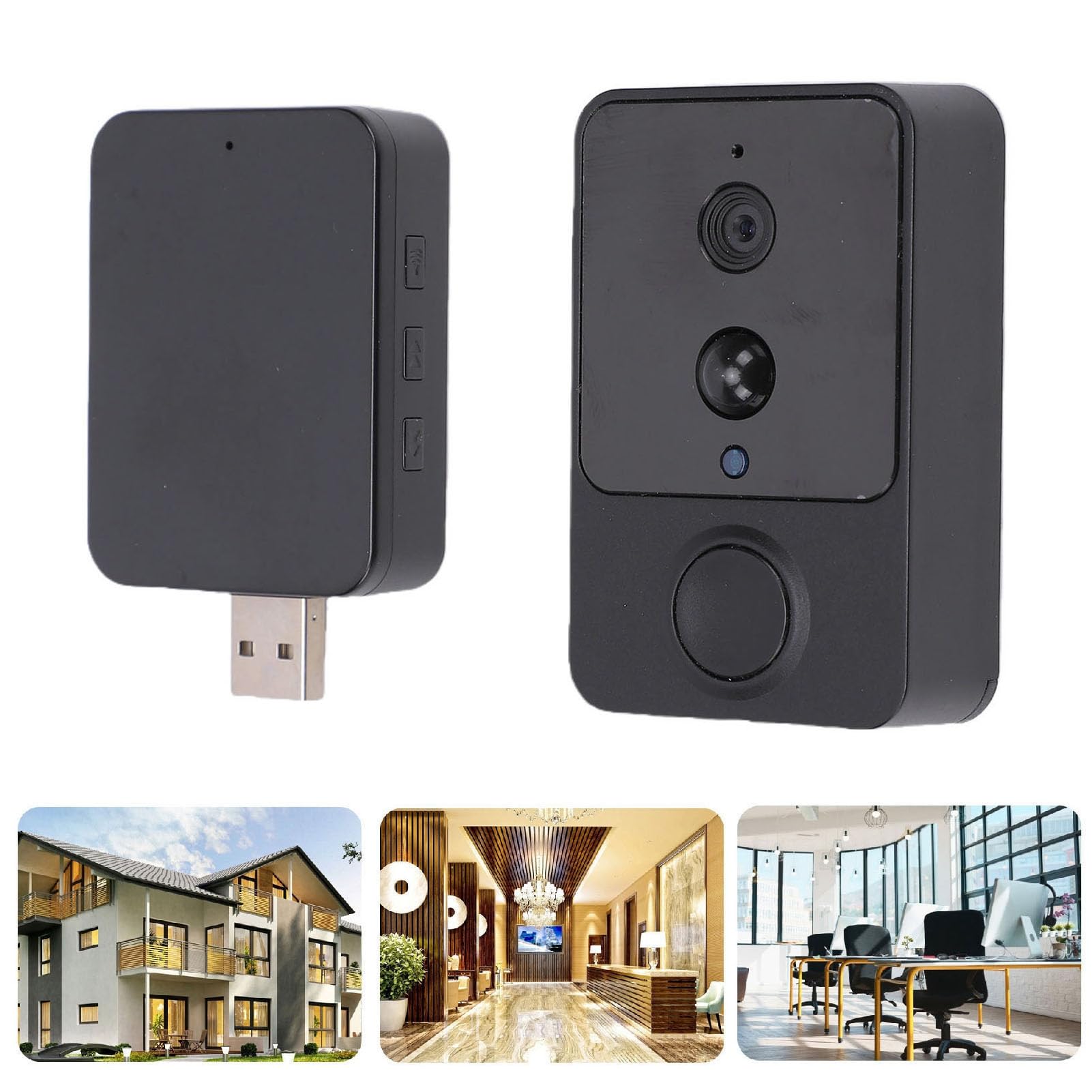 Campanello Video Intelligente Batteria da 2600 MAh 1080p 160 | Telecamera di Sicurezza Domestica, WiFi da 2,4 GHz, Batteria Ricaricabile, Audio Bidirezionale, Immagini 1080p, Custodia in