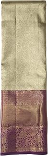Traditional Kanjivaram pure Silk Saree, Gold with Purple Border, Mysore Floral Zari Design, Reception wear, Original Silk. Price In India