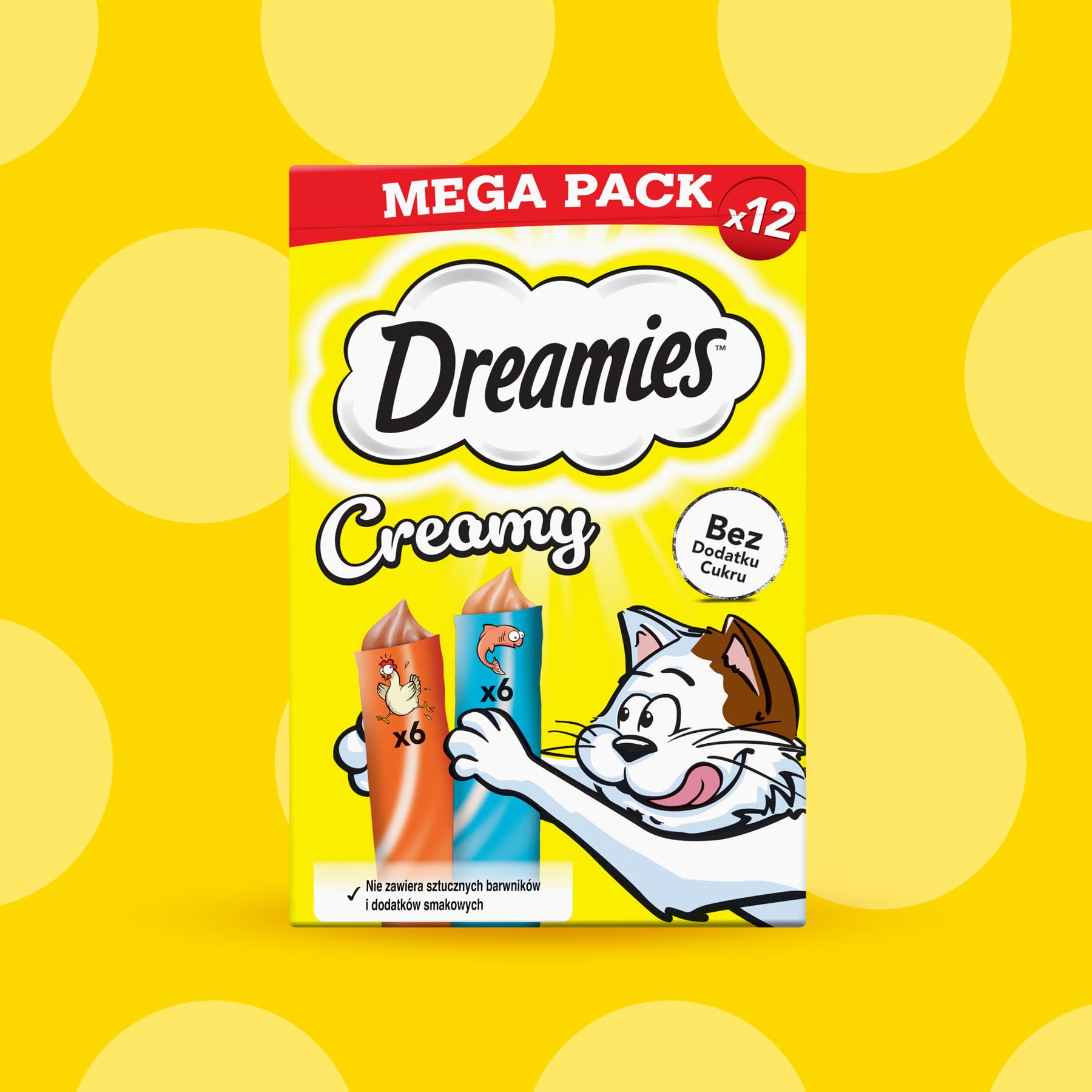 Dreamies Creamy Mega Pack z kurczakiem i z łososiem przysmak dla kota 12x 10g