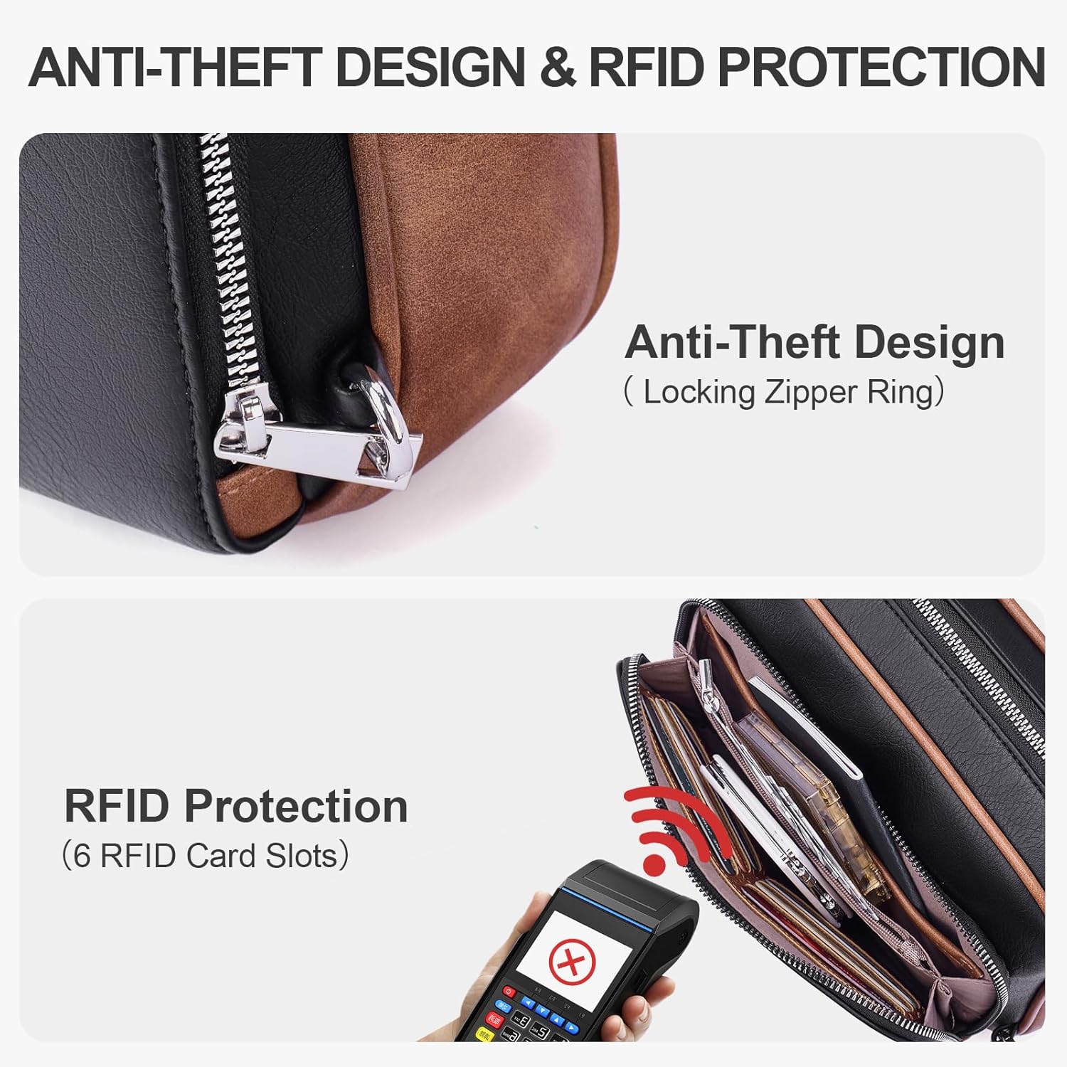 Crossbody Purses for Women Vegan Leather Travel Anti Theft Bags Guitar Strap Shoulder Purse with Built in Wallet - Image 4