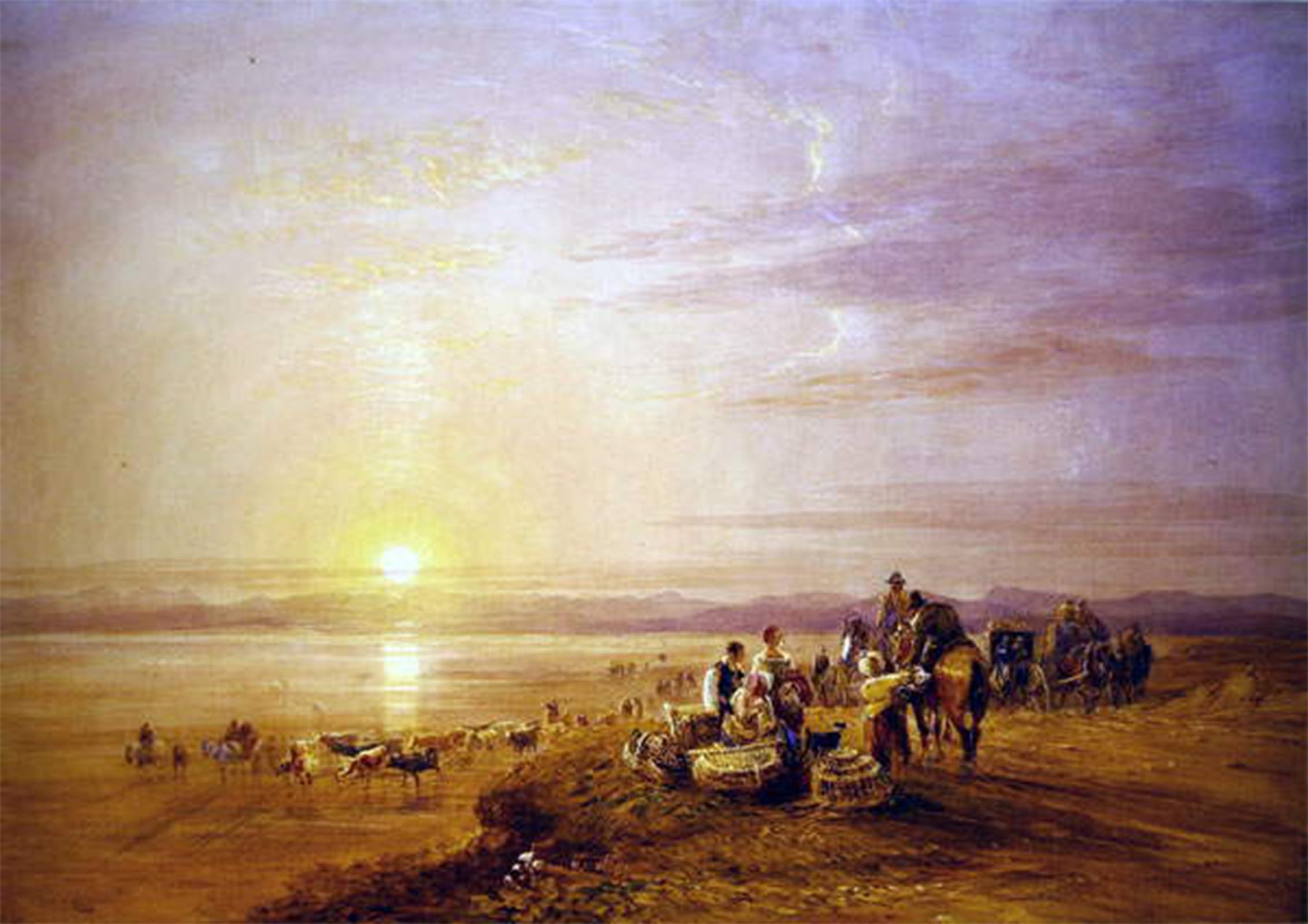 POSTERIIk Vintage Print Pop Art Landscape Artwork Crossing the Sands by David Cox Art Prints for Office Home Decor 60x90cm