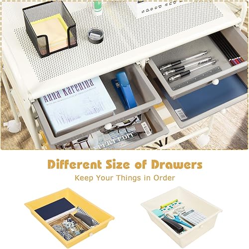 Miniatura 5 de Giantex - Carrito de almacenamiento con ruedas, 12 cajones, organizador para herramientas, papelería, álbum de recortes, para oficina o escuela