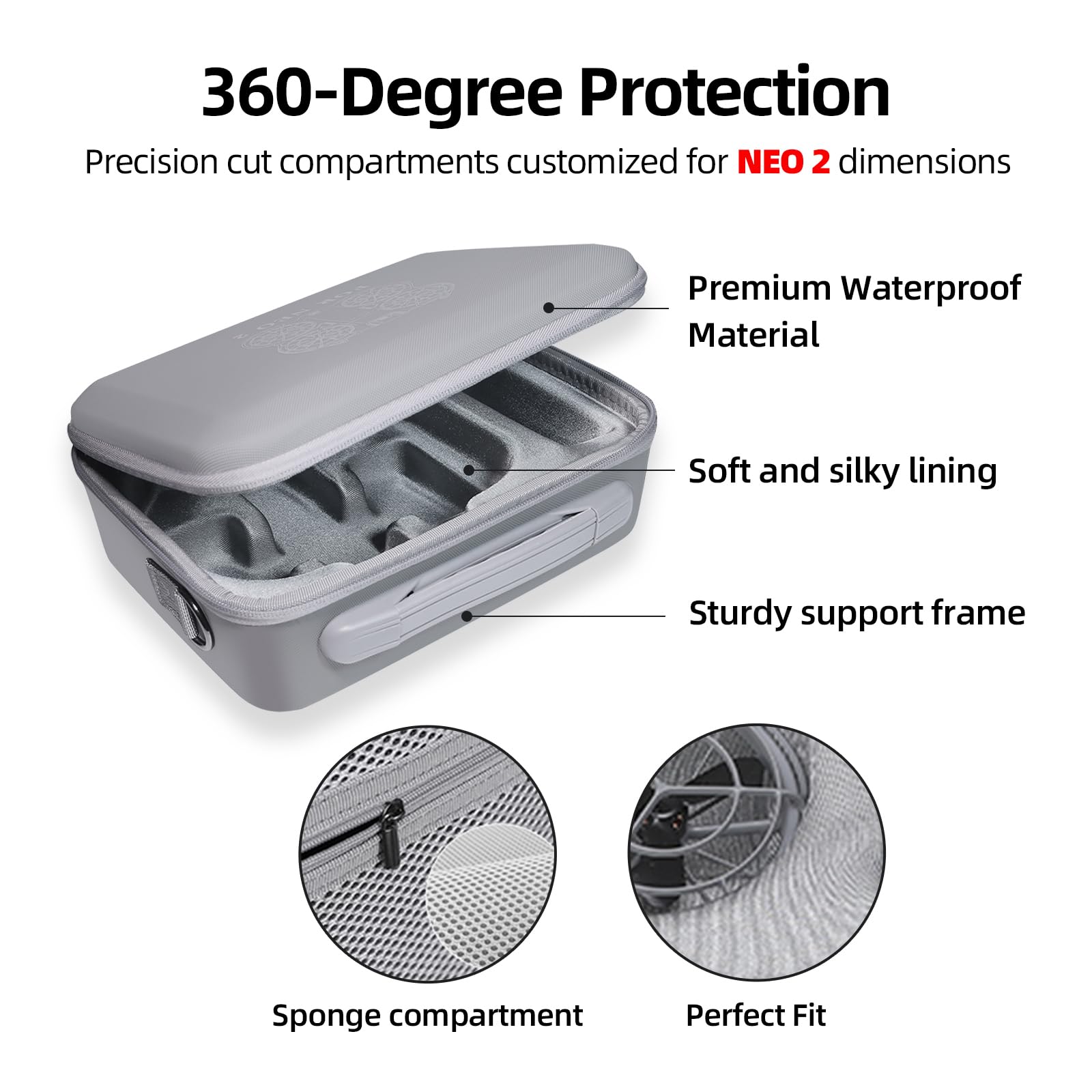 Sac DJI Neo2 Drone, Sac de Transport pour DJI Neo2 No RC Portable Fly More Combo Sac Rangement Drone de Voyage avec Sangle de Transport, Gris