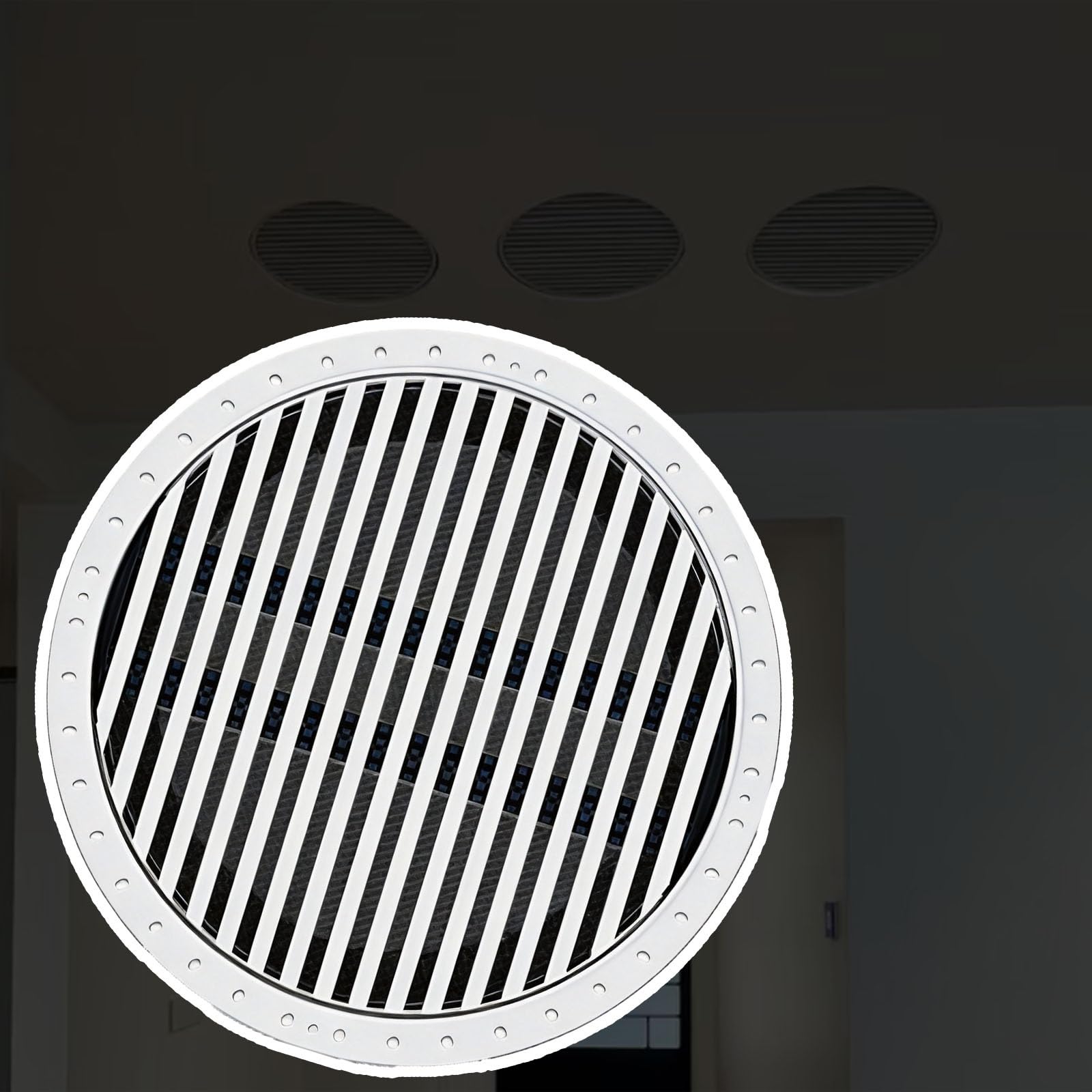 Rejilla de aire de retorno decorativa, plástico ABS, ventilación de entrada de aire frío, rejilla de pared con rejilla de filtro para 25-45 cm de diámetro de apertura