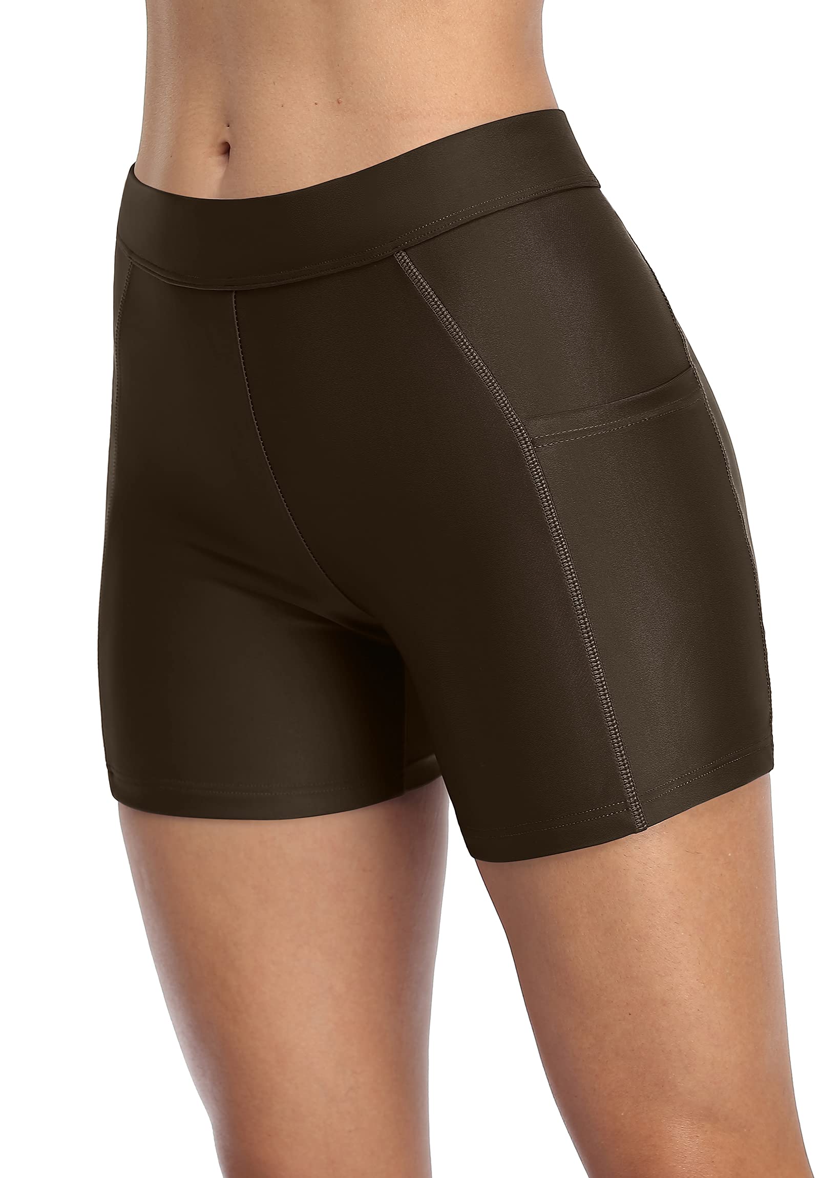 Womens Plus Size Swim Shorts High Waisted Swimsuit Shorts Boyleg Swim Bottoms-image-48