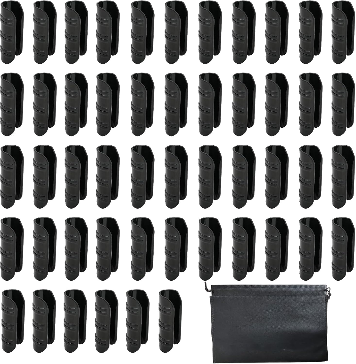 60 PCS Greenhouse Tube Clip with storage bag, 3/4 inch Black ABS Snap Garden Pipe Film Clip, Buildings Frame Winter Cover Clip for for Greenhouse Film, Sunshade Nets, Frame Shelters