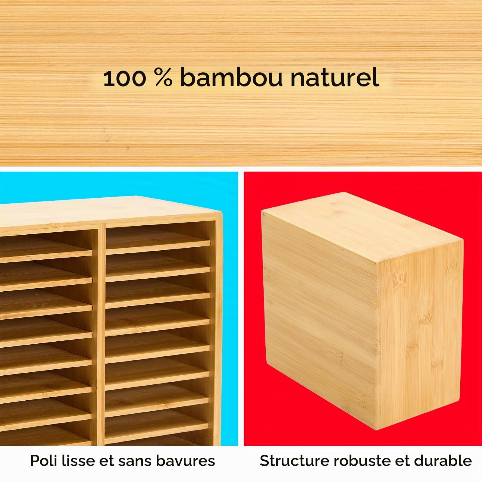 MEEDEN Organisateur de marqueurs en bambou pour bureau : peut contenir 224 stylos avec 32 compartiments - Rangement pour fournitures d'art et support pour marqueurs à alcool, stylos, crayons