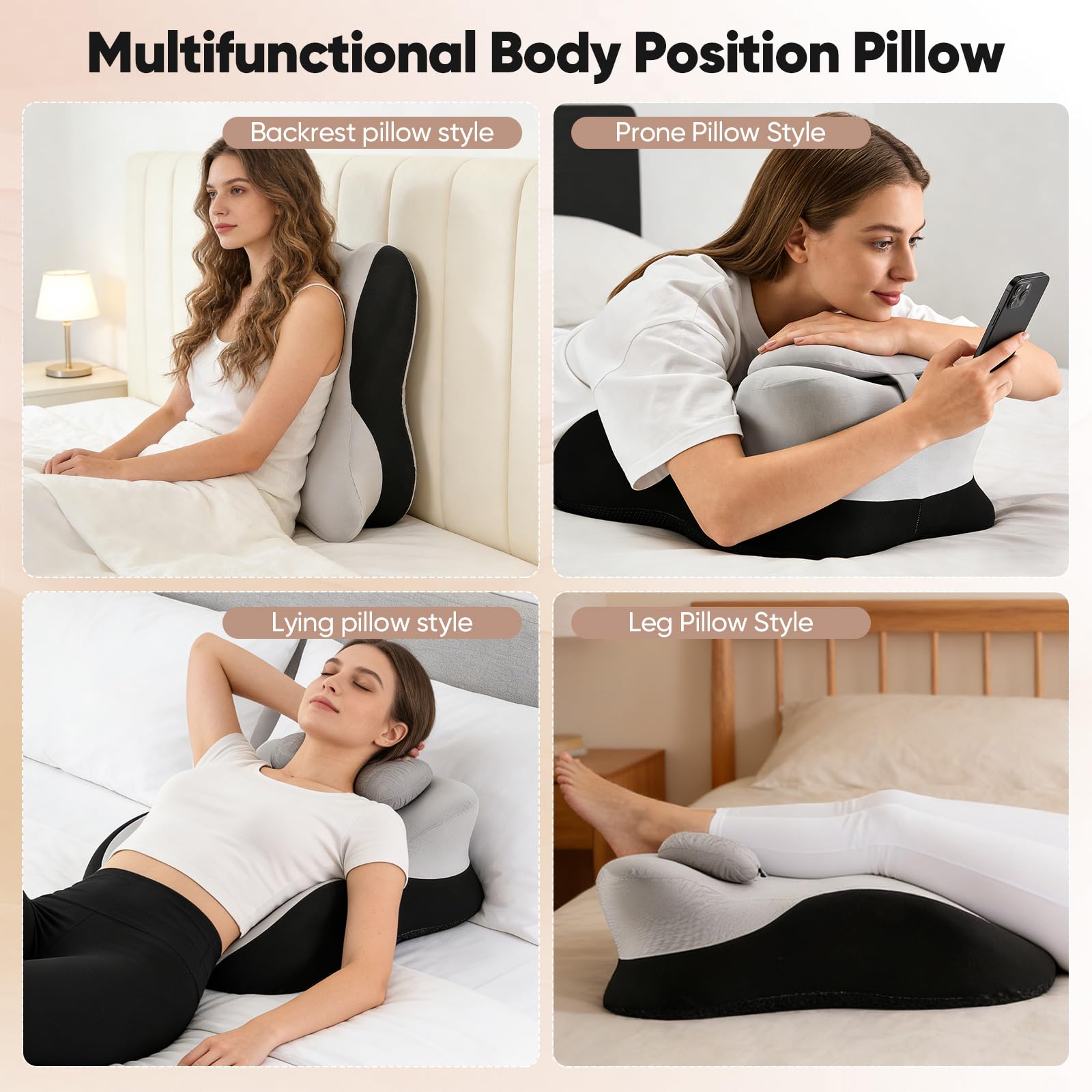 Almohada De Lectura Ergonómica Viscoelástica, Cojín Triangular para Cama Y Sofá con Funda Lavable, Soporte para Espalda Y Piernas, Ideal para Relajación Y Posicionamiento Ortopédico