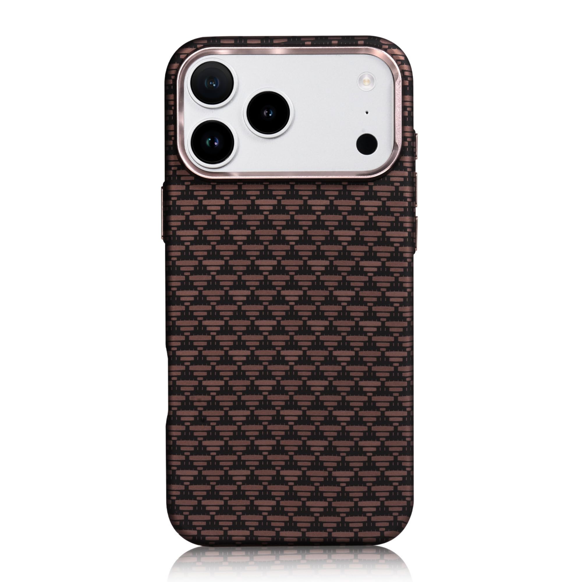 Funda de fibra de aramida de lujo para iPhone 17 Pro compatible con MagSafe Slim funda rígida protectora mate, fibra marrón