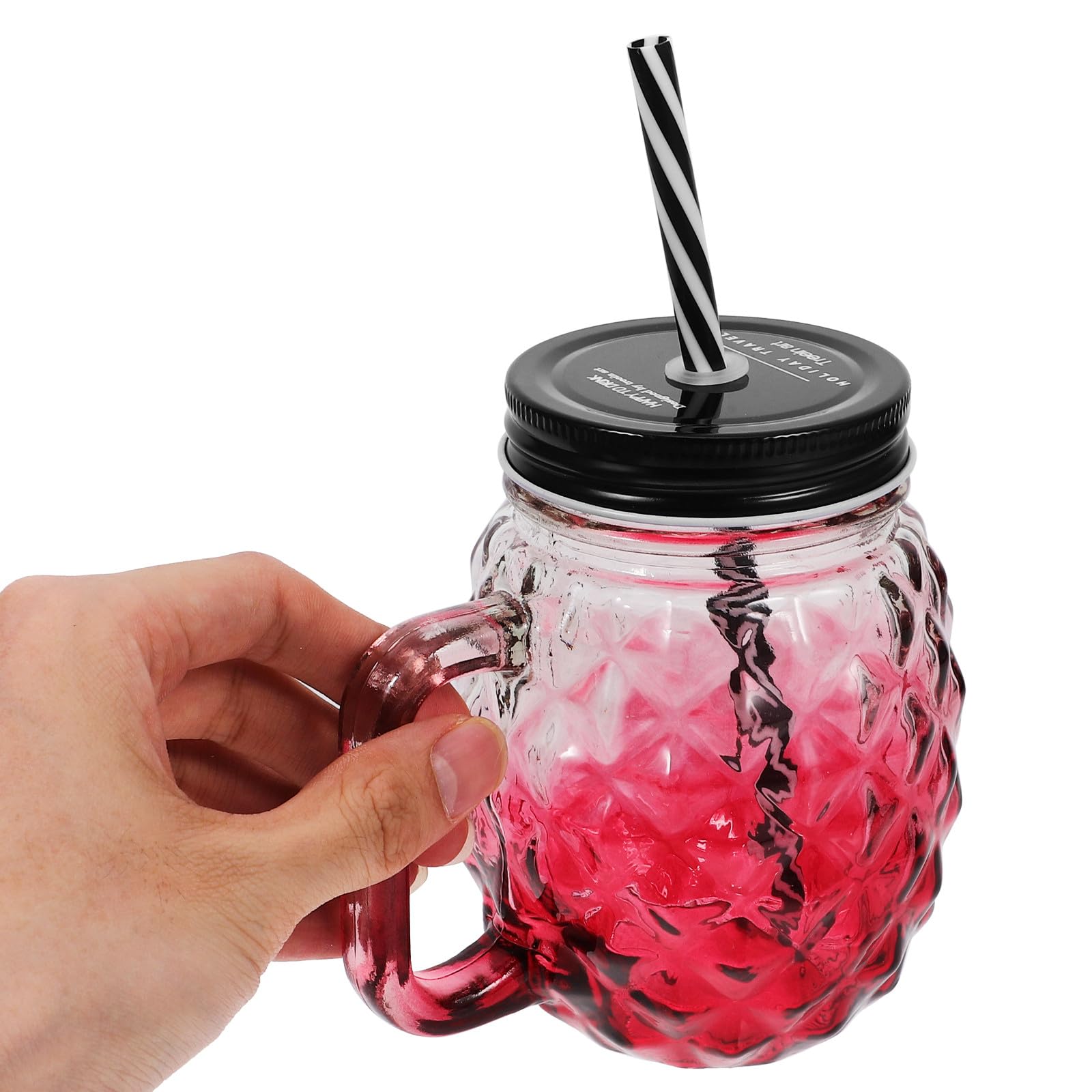 ABOOFAN Set 4 Bicchieri in Vetro Gradiente Coperchio di Perdite e Cannuccia, per Bere Succo e Tè a Lavoro o Scuola