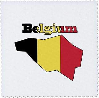 3dRose The Flag of Belgium in the Outline map of the Country and Name Belgium 12x12 inch Quilt Square