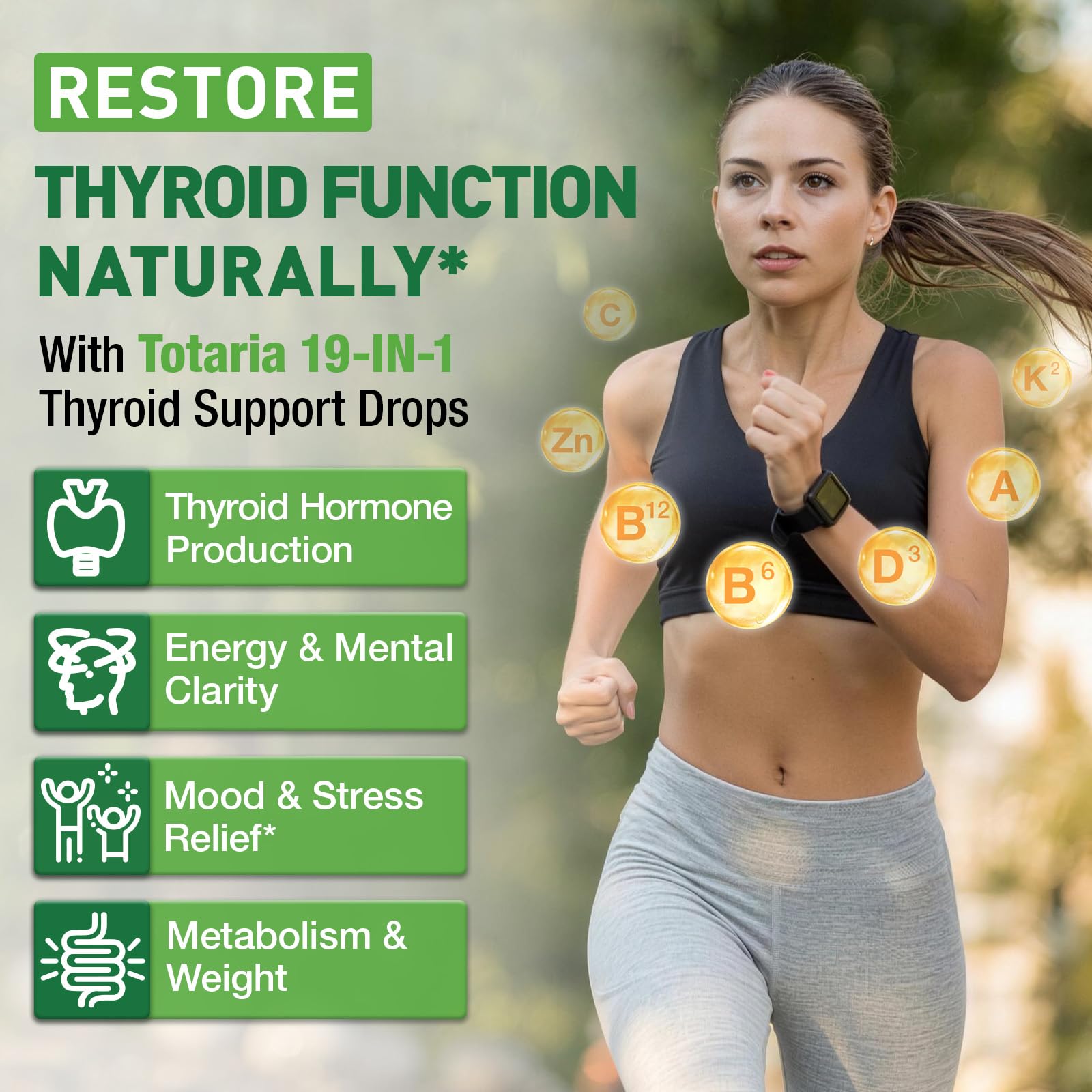 Totaria Thyroid Support for Women & Men, Selenium, Iodine, Zinc, L-Tyrosine, Ashwagandha, B12, Milk Thistle, Kelp, Bladderwrack, Energy, Metabolism, Hormone & Mood, 4 Fl.Oz — Amazon image 4