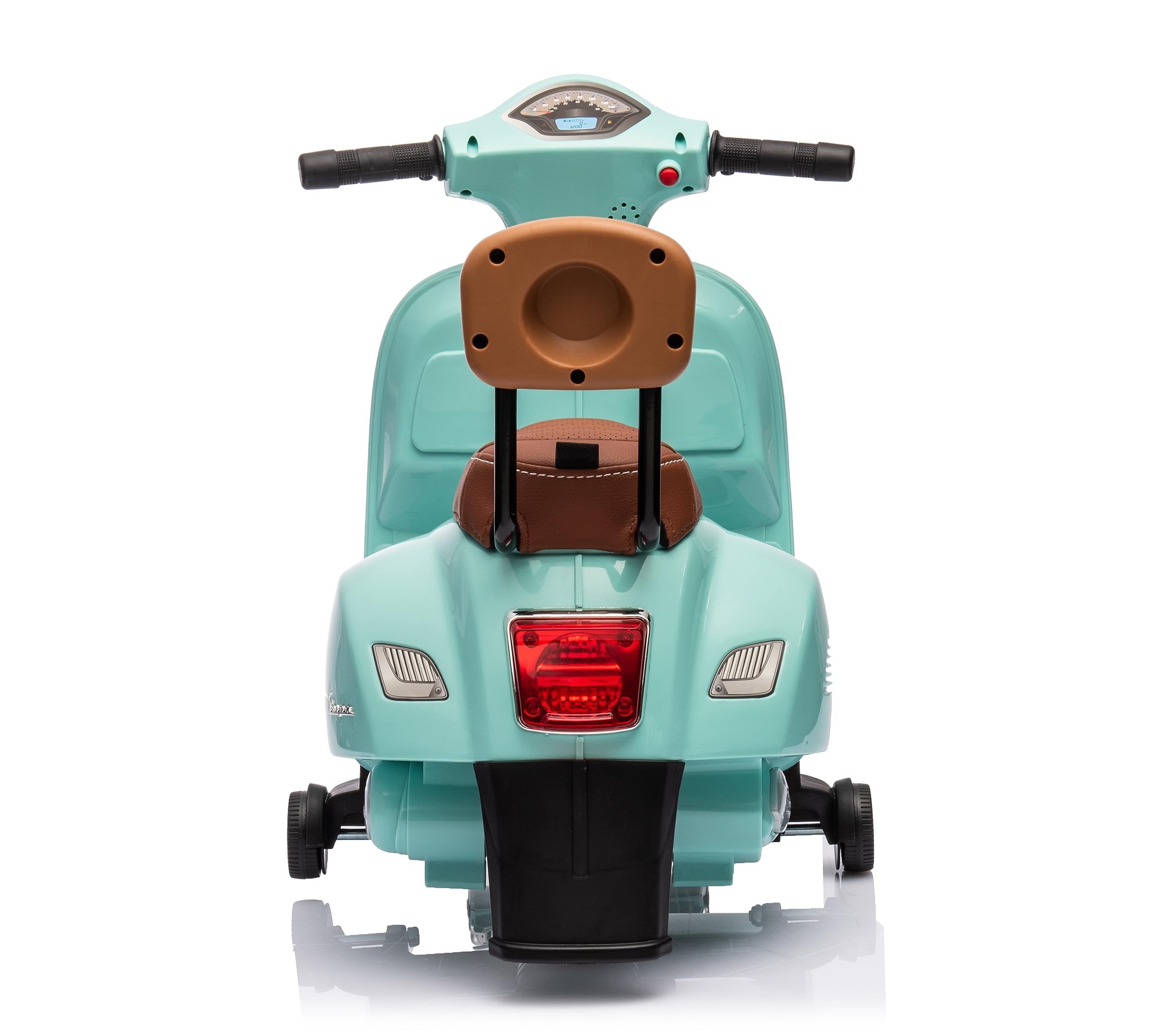 Mondial Toys Moto Elettrica Scooter per Bambini Mini Vespa GTS Piaggio 6V con Schienale Sedile in Pelle Luci Suoni Verde Tiffany