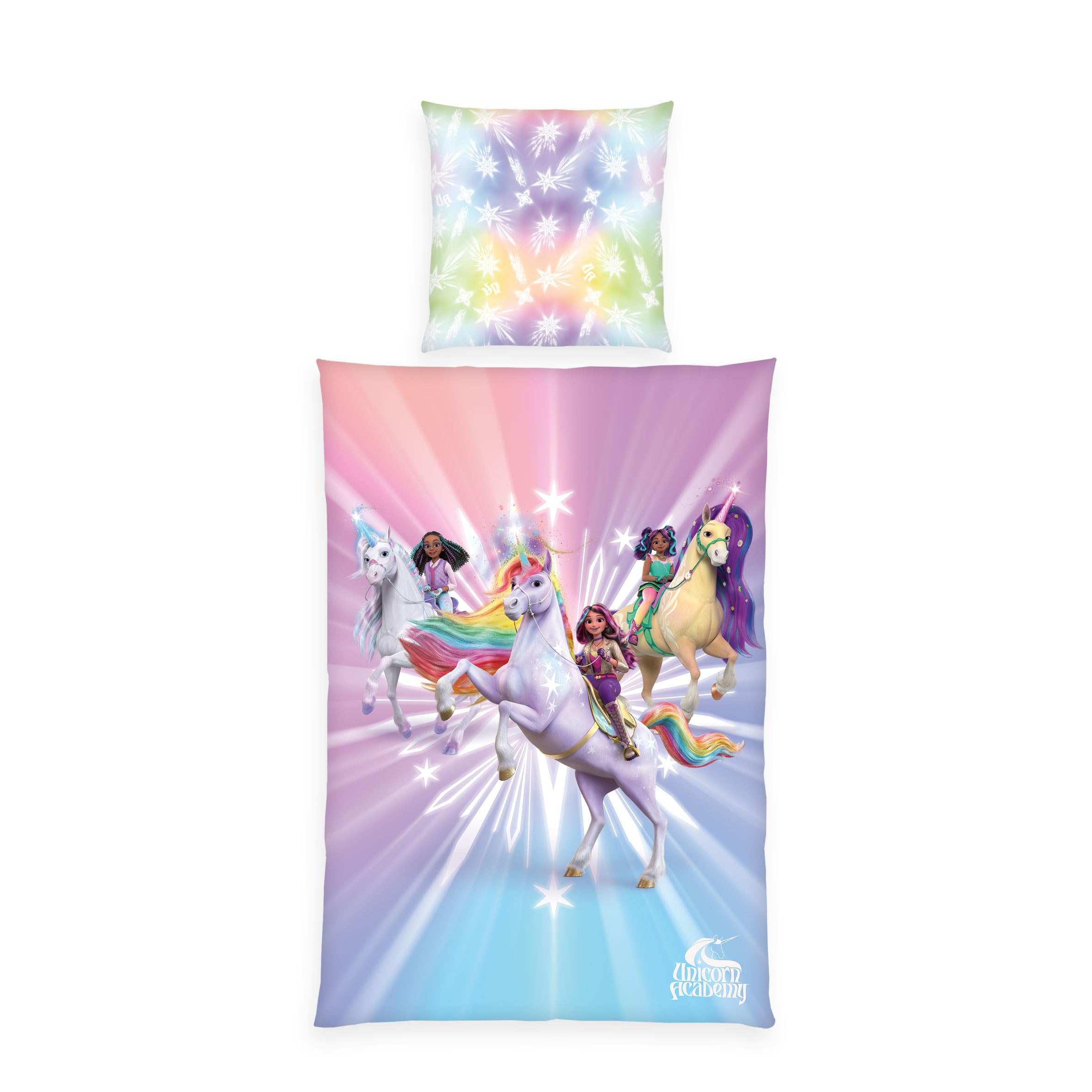 Housse de couette Unicorn Academy en coton pour chambre magique