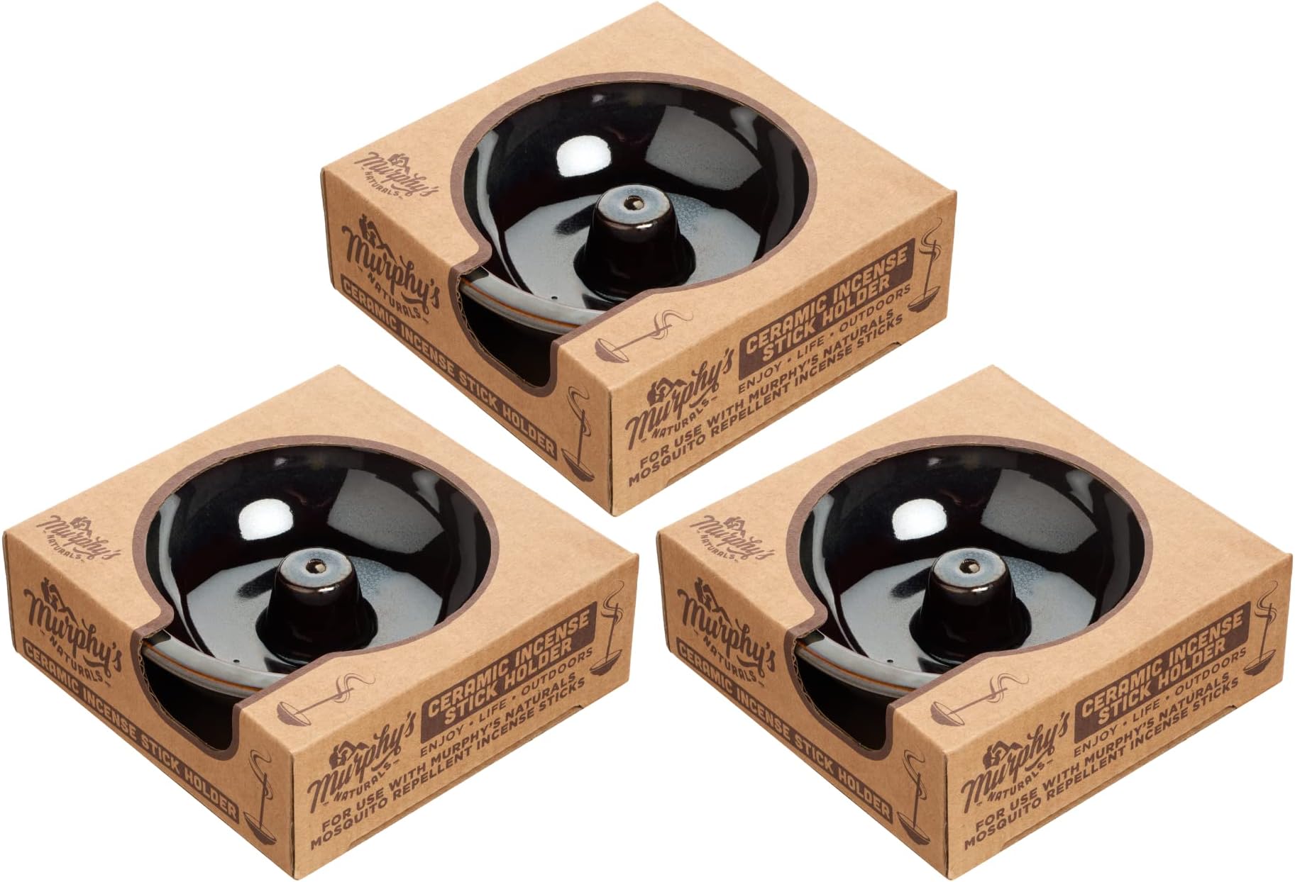 Murphy's Naturals Ceramic Incense Stick Holder | Made to Hold Murphy's Mosquito Repellent Incense Sticks | 3-Pack