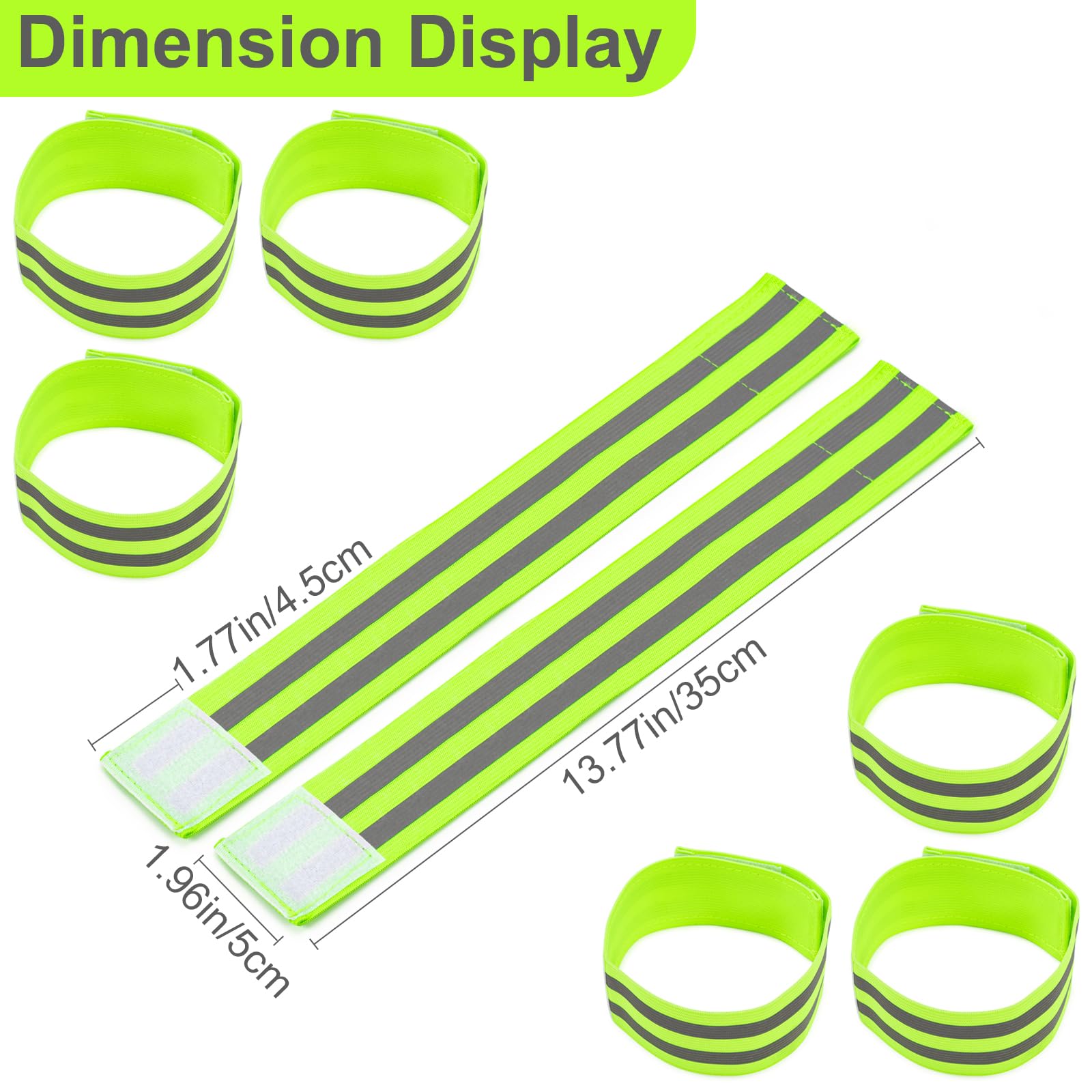 Lot De 8 Bandes Réfléchissantes Zephyra - Réglables, élastiques, Visibilité 360°, Pour Vélo, Course, Sécurité
