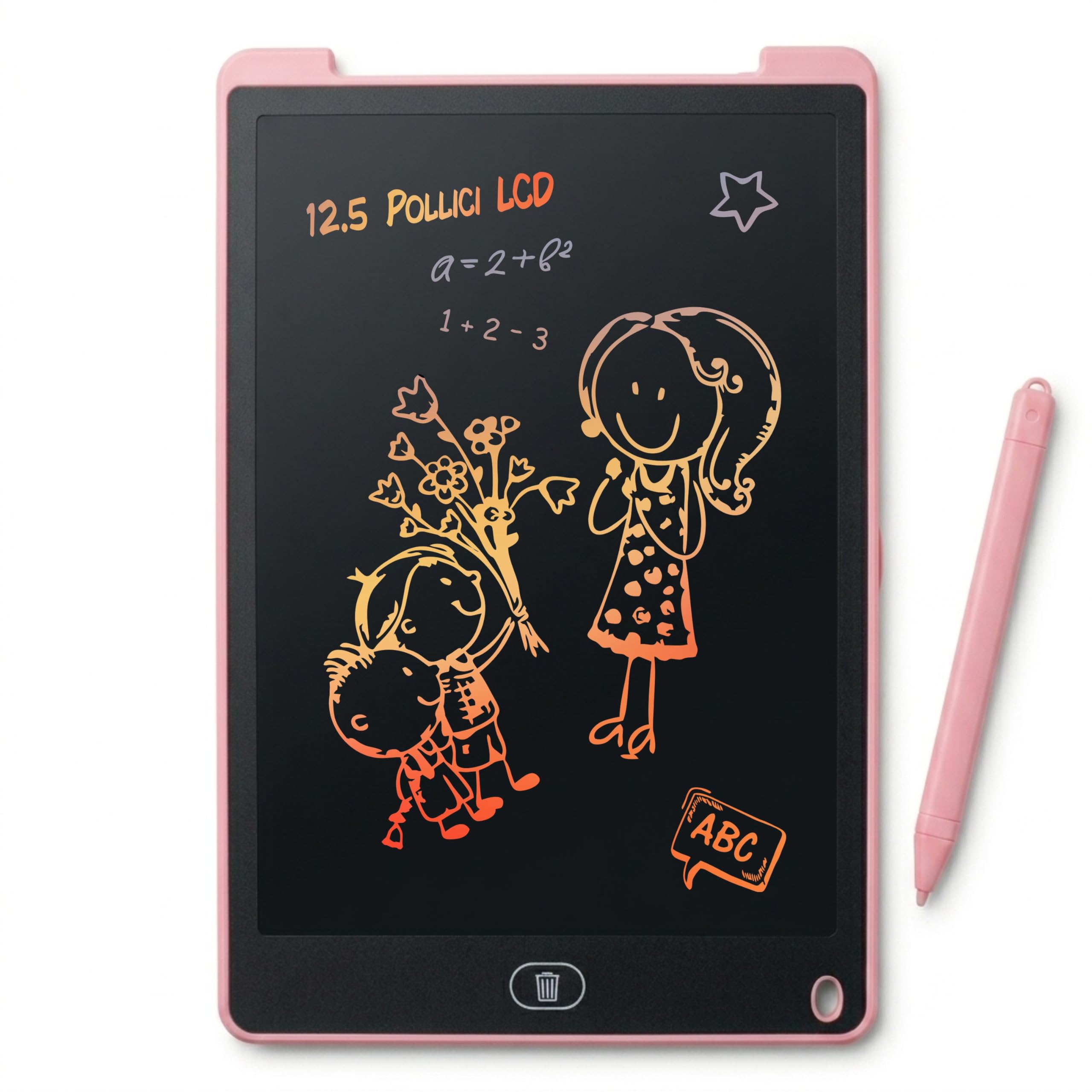 Meridiana - 4 Tavolette Grafiche LCD Scrittura Colorato 12 Pollici, Lavagna da Disegno Cancellabile, Regalo Bambini, Tavoletta Grafica per Giochi per 2 3 4 5 6 7 Anni (Blu&Rossa) (4, Rosa)