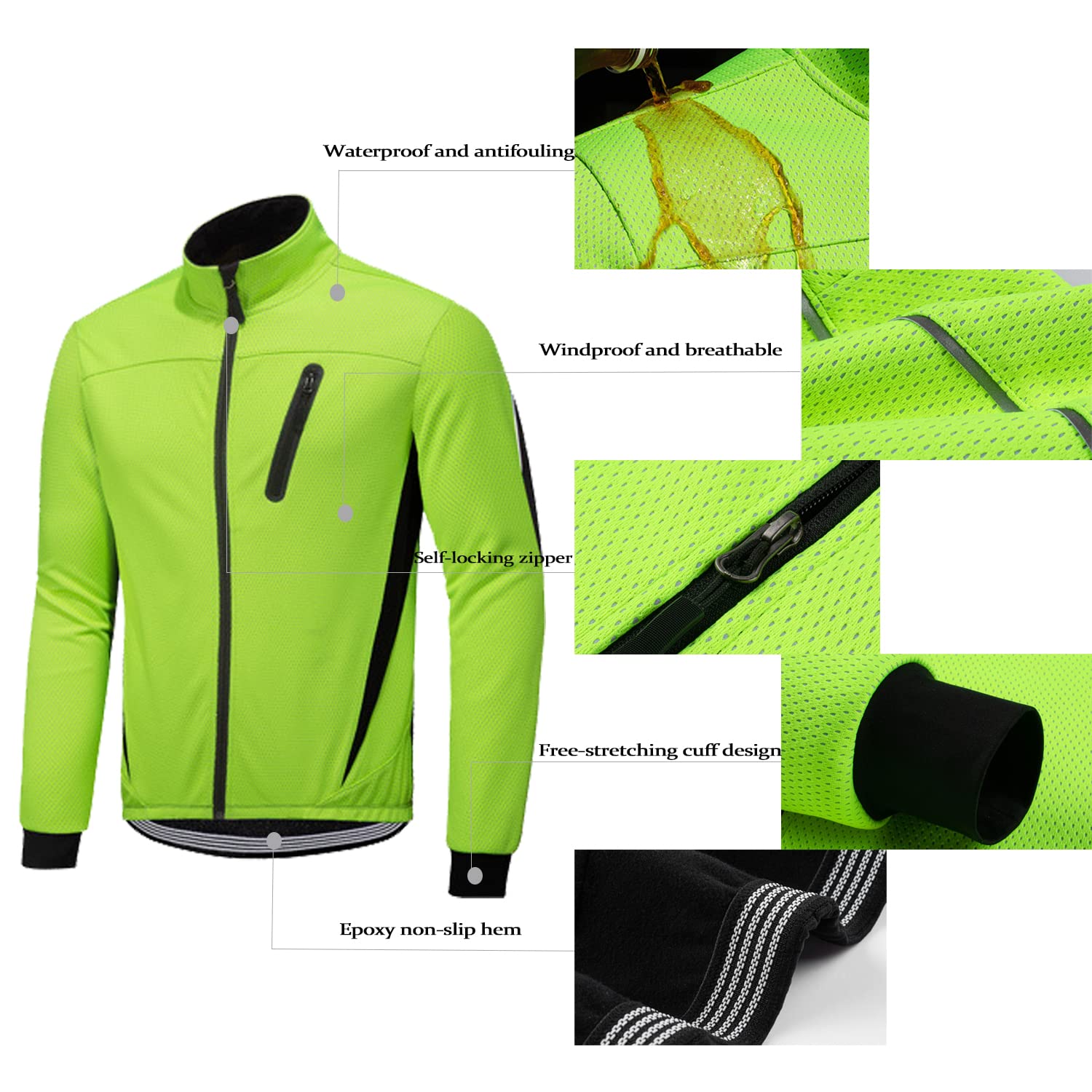 Uomo Giacca da ciclismo Fodera in pile polare Impermeabile Giacca termica invernale da ciclismo Antivento Giacca in pile MTB