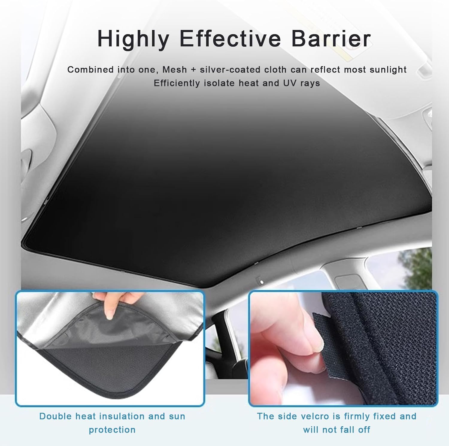 Sunshade Roof Compatible with Audi Q5 2009-2017 SUV, Heat Insulation Sunroof Shade, Foldable Glass Roof Shade with Storage Bag, Black