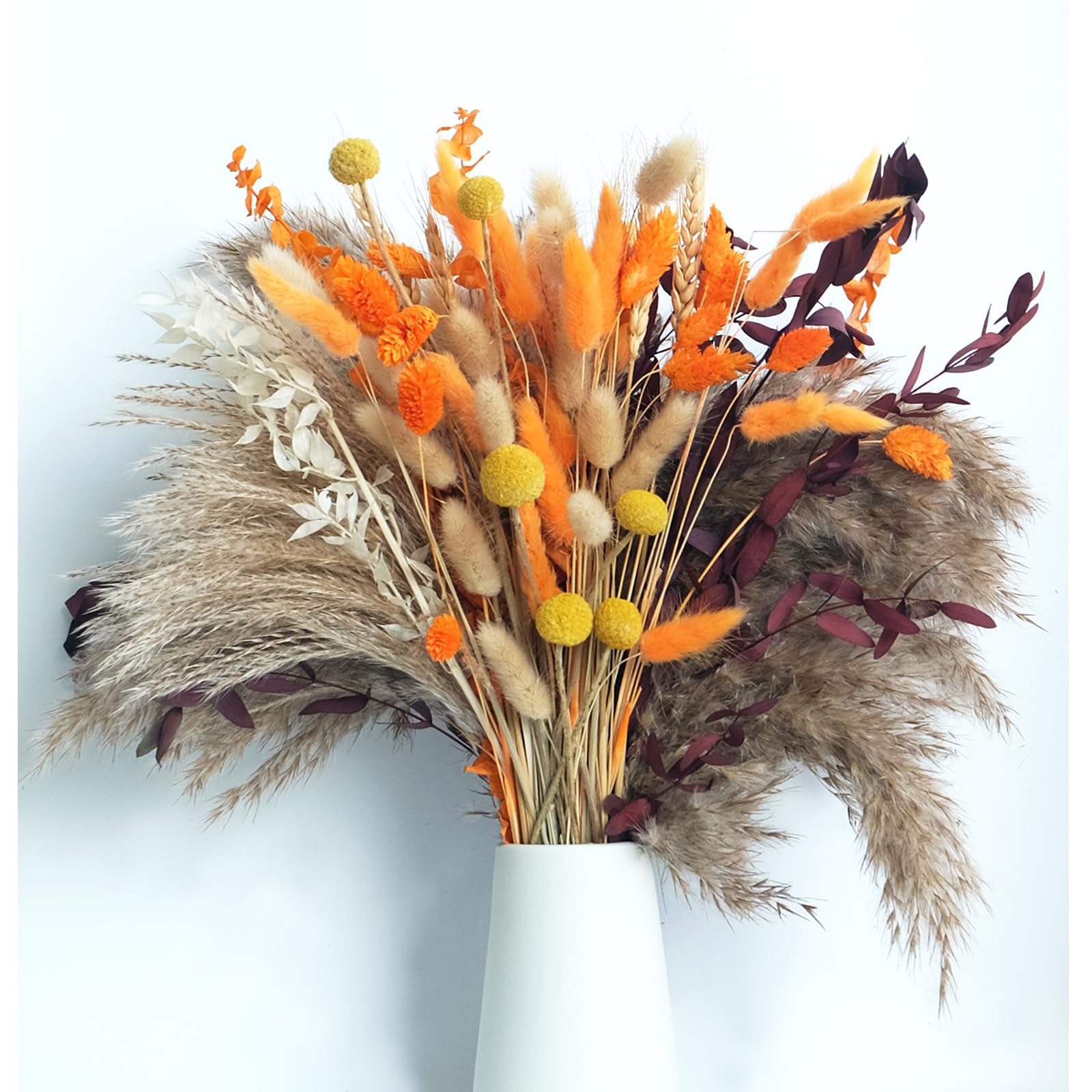100 bouquet autunnali essiccati con erba di pampa, coda di coniglietto, lavanda e eucalipto rosso, decorazione per la casa, vaso, veranda e giorno del Ringraziamento