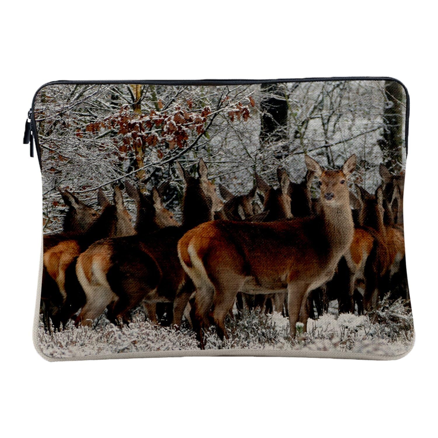 Housse ordinateur 10 pouces anti-rayures aspect lin pochette cerf forêt - 6