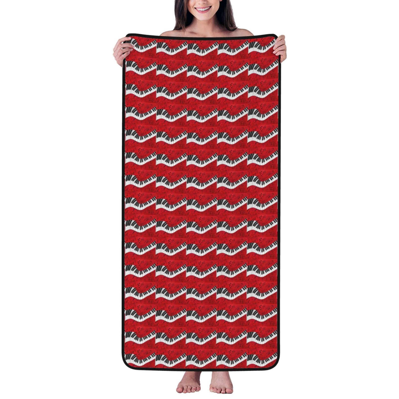 JBJGKHLP Music Note Piano Print Women Men Couples Coral Velvet Bath Towel Ultra-Soft For Home Bathroom Travel