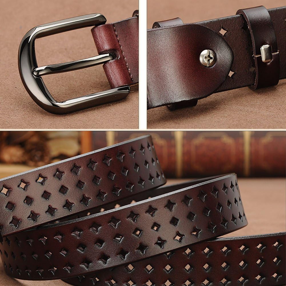 Hollow Leather Belts for Women, Soft Leather Womens Belts with Pin Buckle - Image 3