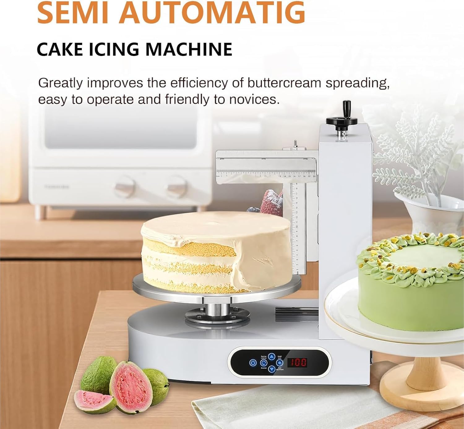 Einstellbare Tortencremestreichmaschine Elektrische Tortendekorationsmaschine zum Verteilen von Kuchencreme, zum Bestreichen und Schmieren von Kuchenglasuren,für 4-12 -Zoll -Kuchen