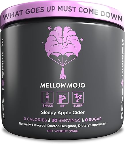 Mezcla de bebida natural Mellow Mojo Sleep Aid - Suplemento de magnesio y melatonina en polvo - Relajación natural y apoyo para dormir - Sabor de