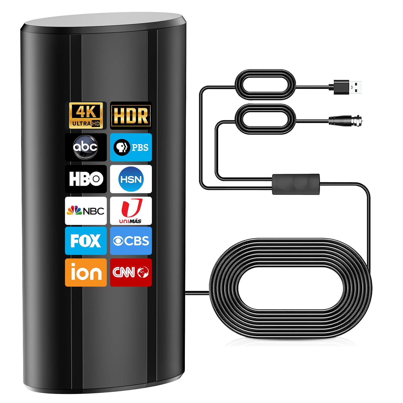 1600+ Miles Digital TV Antenna, Antenna for Smart TV, Portable HD Antenna Indoor, Supports 4k Indoor Full Hd Smart Tv-36ft Coax HDTV Cable (Black)