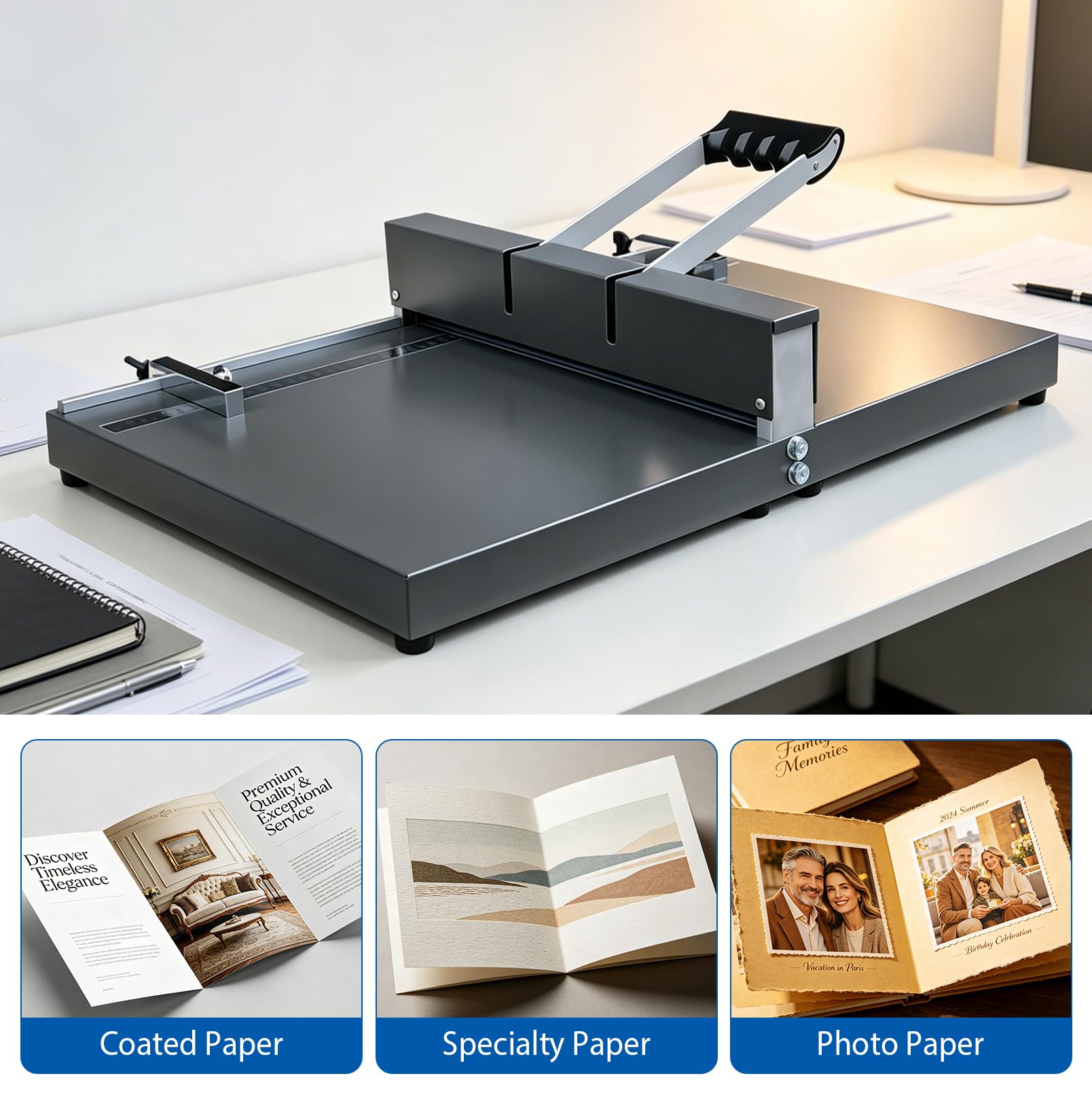 350 mm Manuelle Rillmaschine, Manuelle Papier-Rill- Und Falzmaschine, A3/A4-Papierfaltmaschine, Mit Positionierungsleitblech Und Lineal, For Grußkarten, Broschüren, Fotopapiere, Einladungen