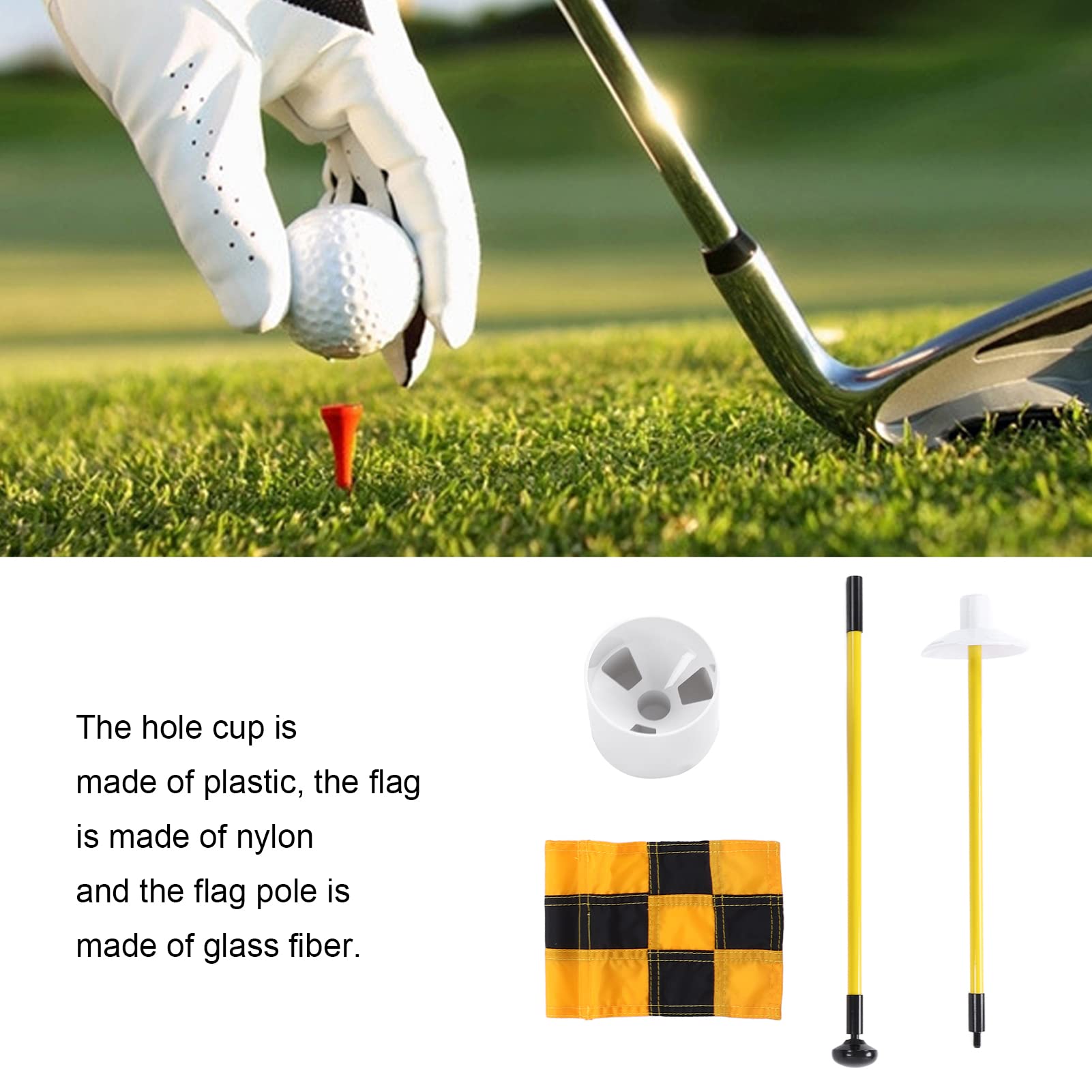 Golf Flag, Golf Flagstick, Practice Putting Green Flag for Yard, All 3 Feet, Numbered Golf Flags Golf Pin Flag Hole Cup Set, Portable 2 Section Design for Indoors Outdoor (Yellow and Black Grid)
