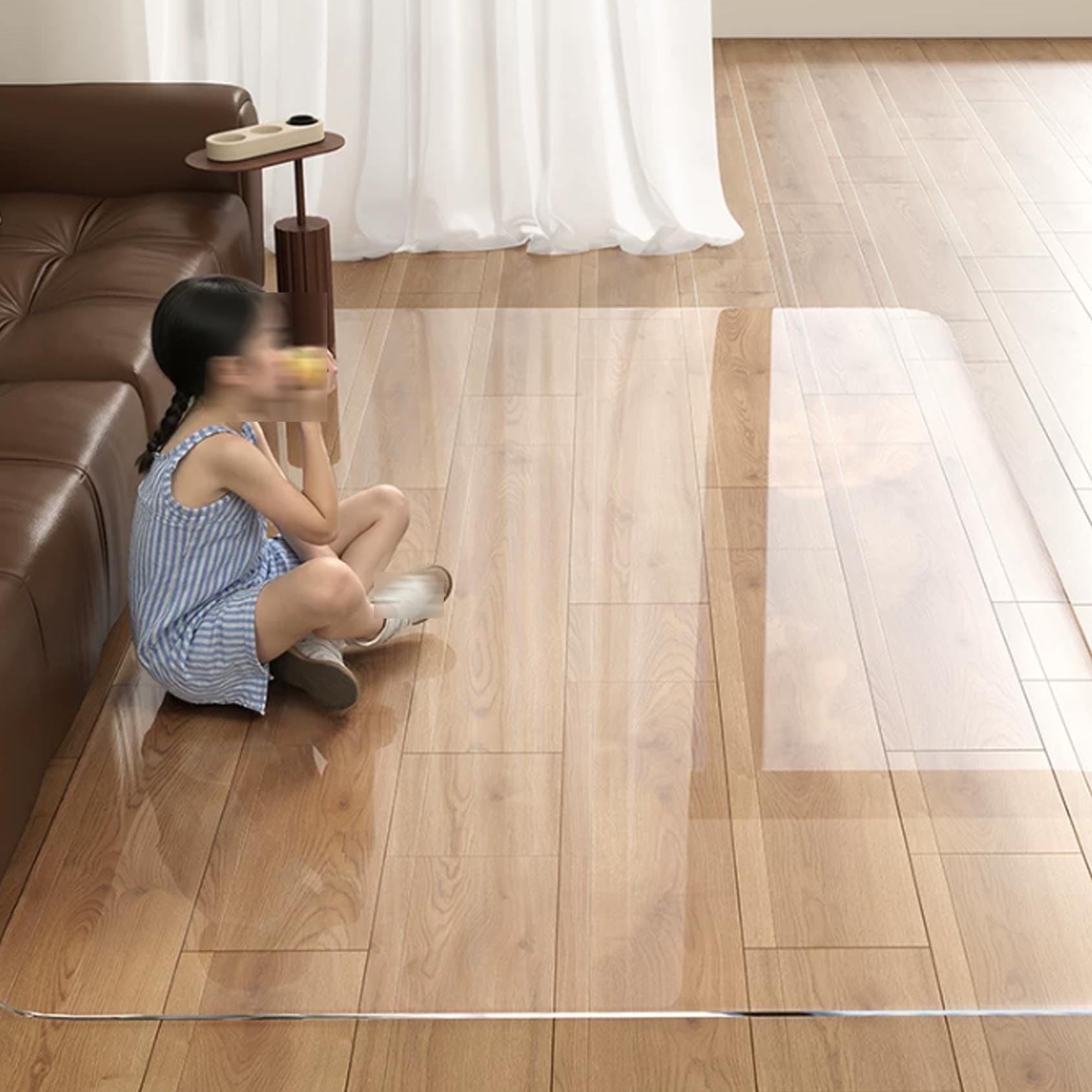 Tapis Transparent pour Protection de sols durs 2mm PVC pour la Maison et Le Bureau Chaise,Personnalisée antidérapant, résistant aux Rayures Tapis protège-Sol