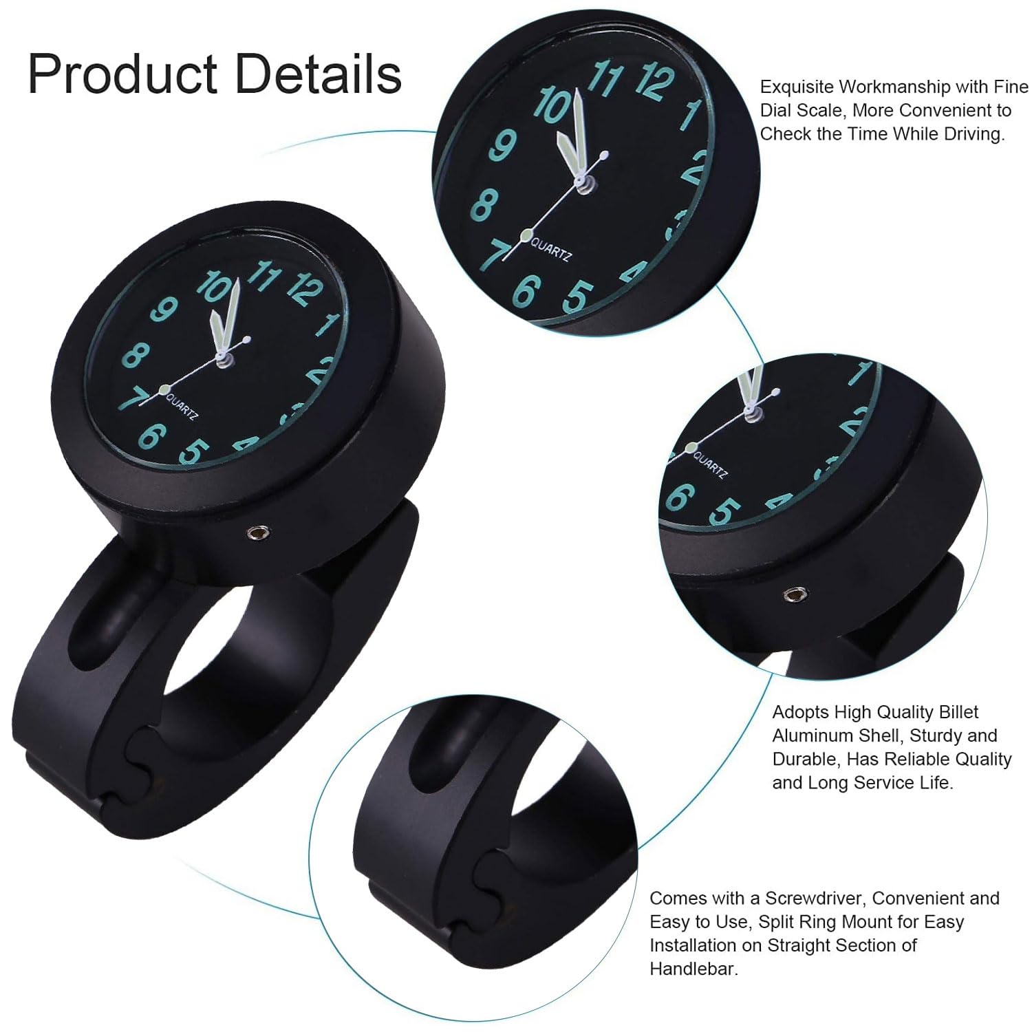 YeahBoom Orologio da Manubrio per Moto e Bicicletta, Impermeabile, per Veicoli Elettrici