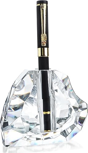 QFkris Soporte para bolígrafo y lápiz de cristal de 3.5 pulgadas con forma de corazón, soporte para bolígrafo de corte de vidrio, suministros de