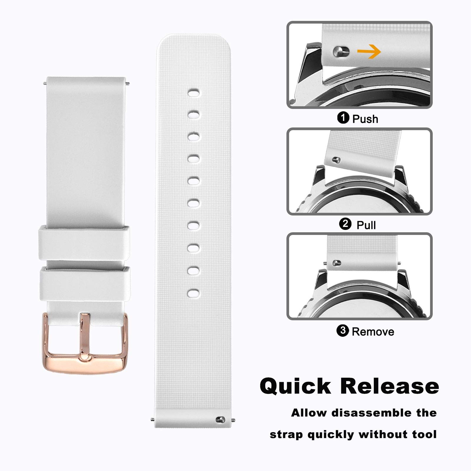 WOCCI 14mm Silicone Watch Band with Rose Gold Buckle, Soft  display picture 2