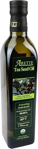 Miniatura 2 de Arette Aceite de semilla de té orgánico certificado USDA virgen extra sin sabor extra ligero prensado en frío 17 onzas 169fl oz