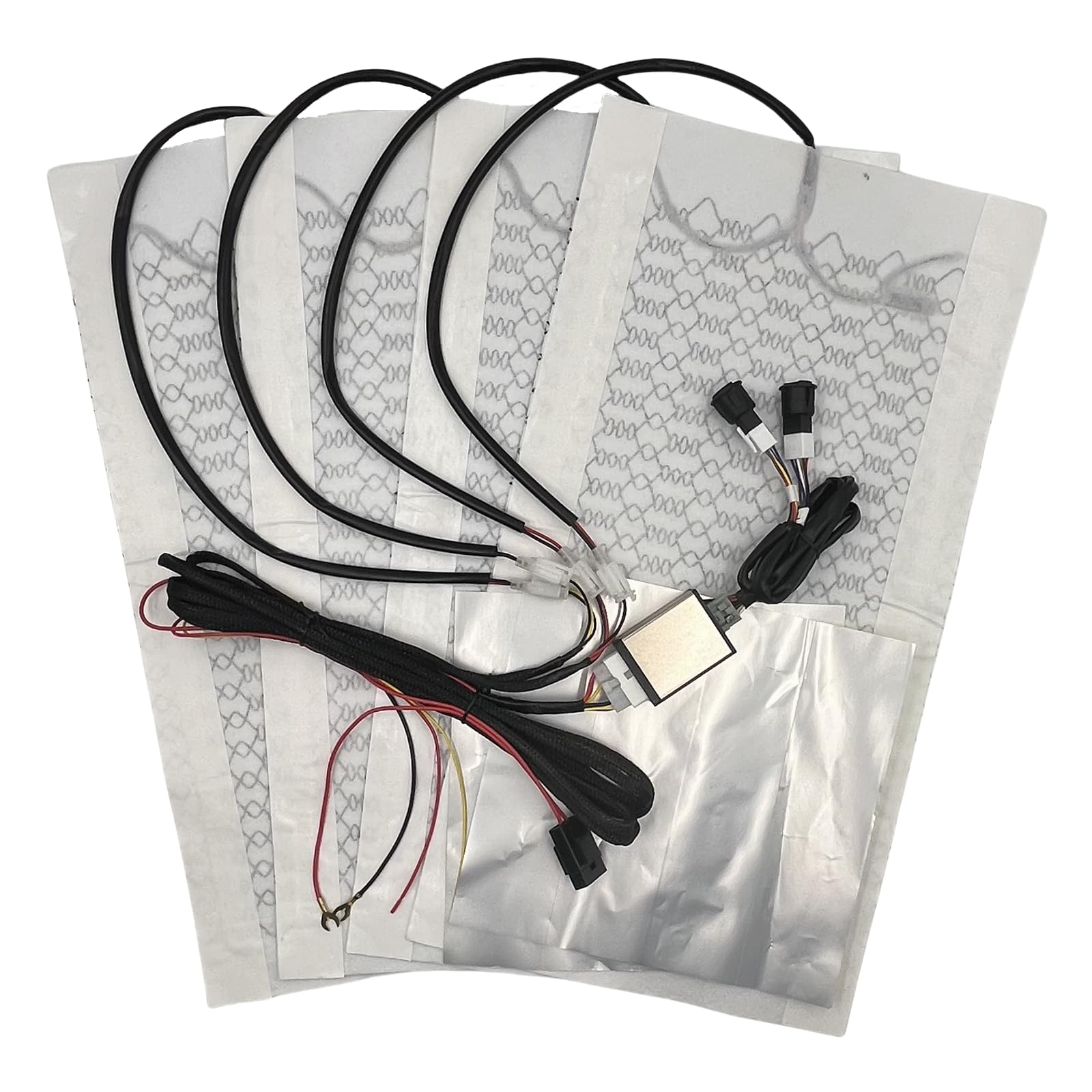 Kit de calefacción de fibra de carbono para asiento de coche con interruptor, 3 niveles, universal, para asientos de coche, 4 almohadillas (2 asientos) - E