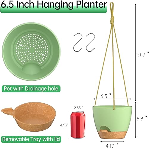 Miniatura 38 de ZMTECH Macetas colgantes de 12 pulgadas para plantas de interior y exterior, 1 paquete de macetas colgantes de riego automático con agujeros