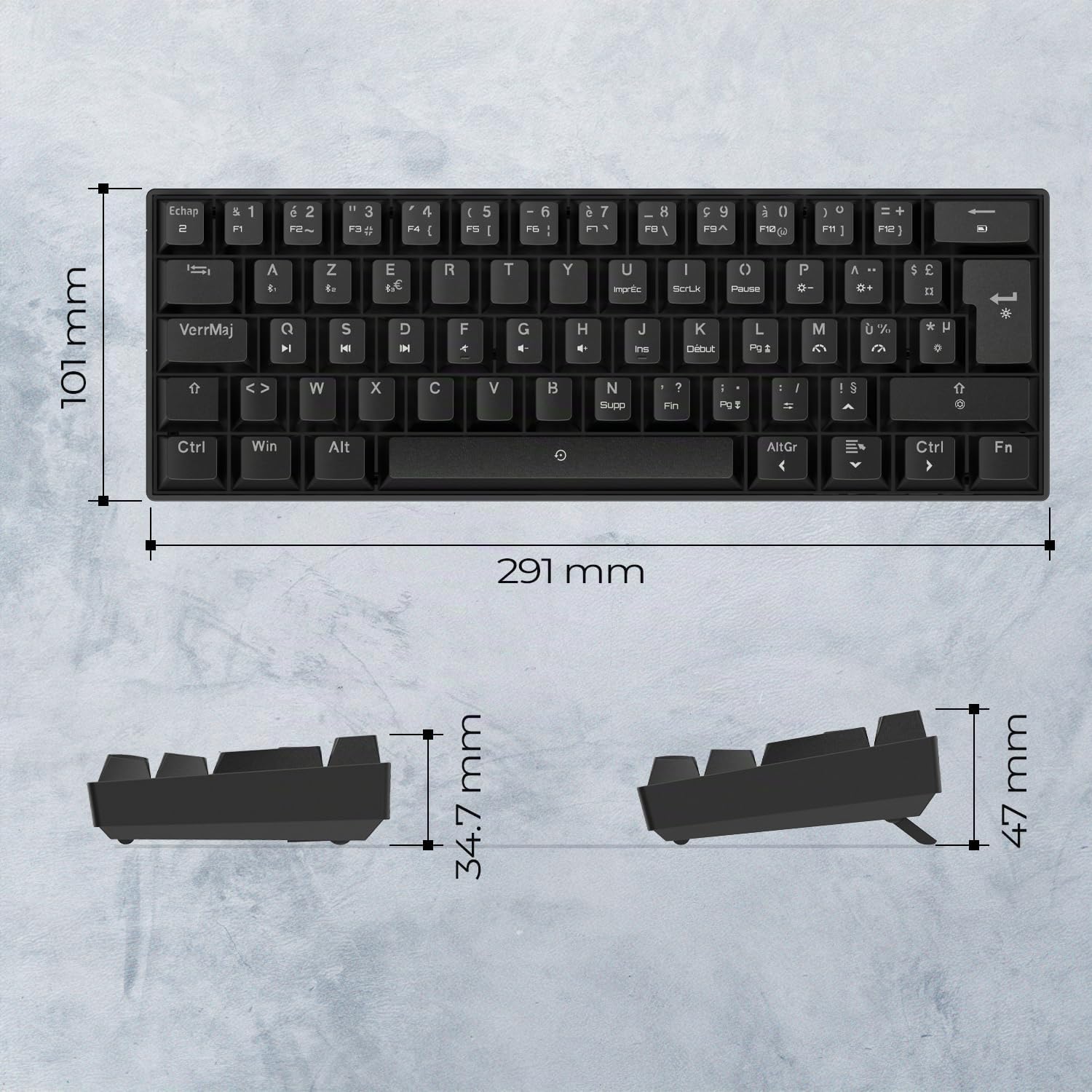 EMPIRE GAMING - K246 Clavier Gaming sans Fil Compact TKL 65% WiFi Type-C - Switches Mécanique MX Red (FR-AZERTY) - pour PC/PS4/PS5/Xbox - Rétroéclairage RGB - 62 Touches