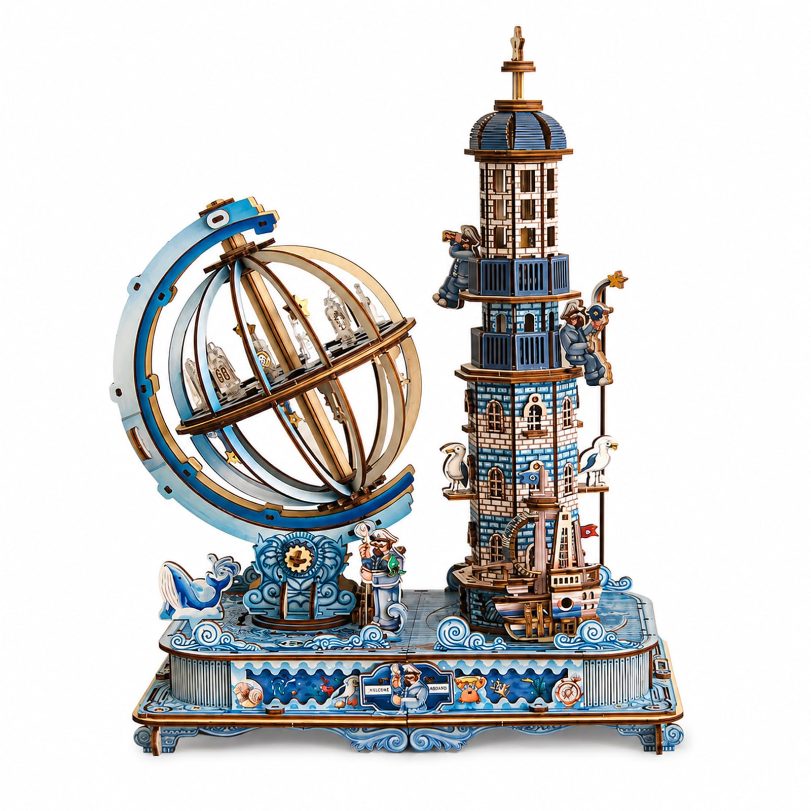 3D Wooden Globe Puzzle – Rotating Earth Model, DIY Creative Gift for Adults