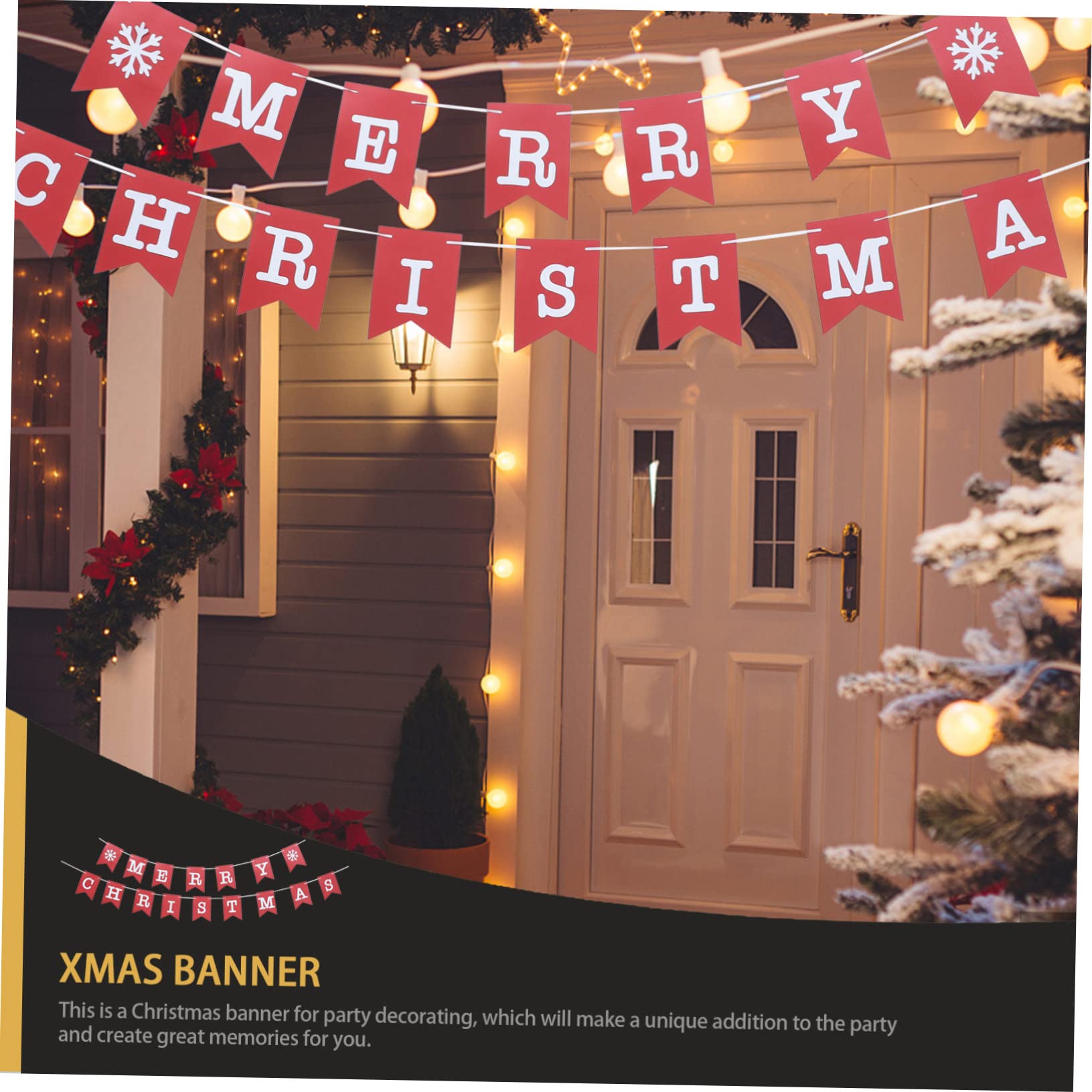 5 Juegos de Bandera de Navidad Guirnaldas Colgantes de Navidad Decoración de Pared de Navidad Pancarta Simple de Navidad Decoraciones Colgantes de Navidad Palabras Diseño Prop Papel Bandera de