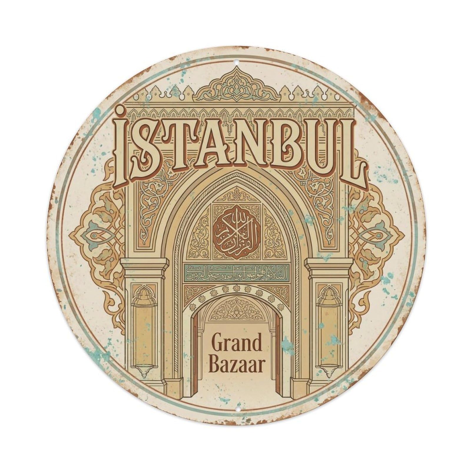 Vintage Travel Istanbul Turkey Timeless Vintage Metal Tin Sign Plaque Wall Decor for Cafe, Club Bar, Office, Garden Metal Poster 8x8Inch